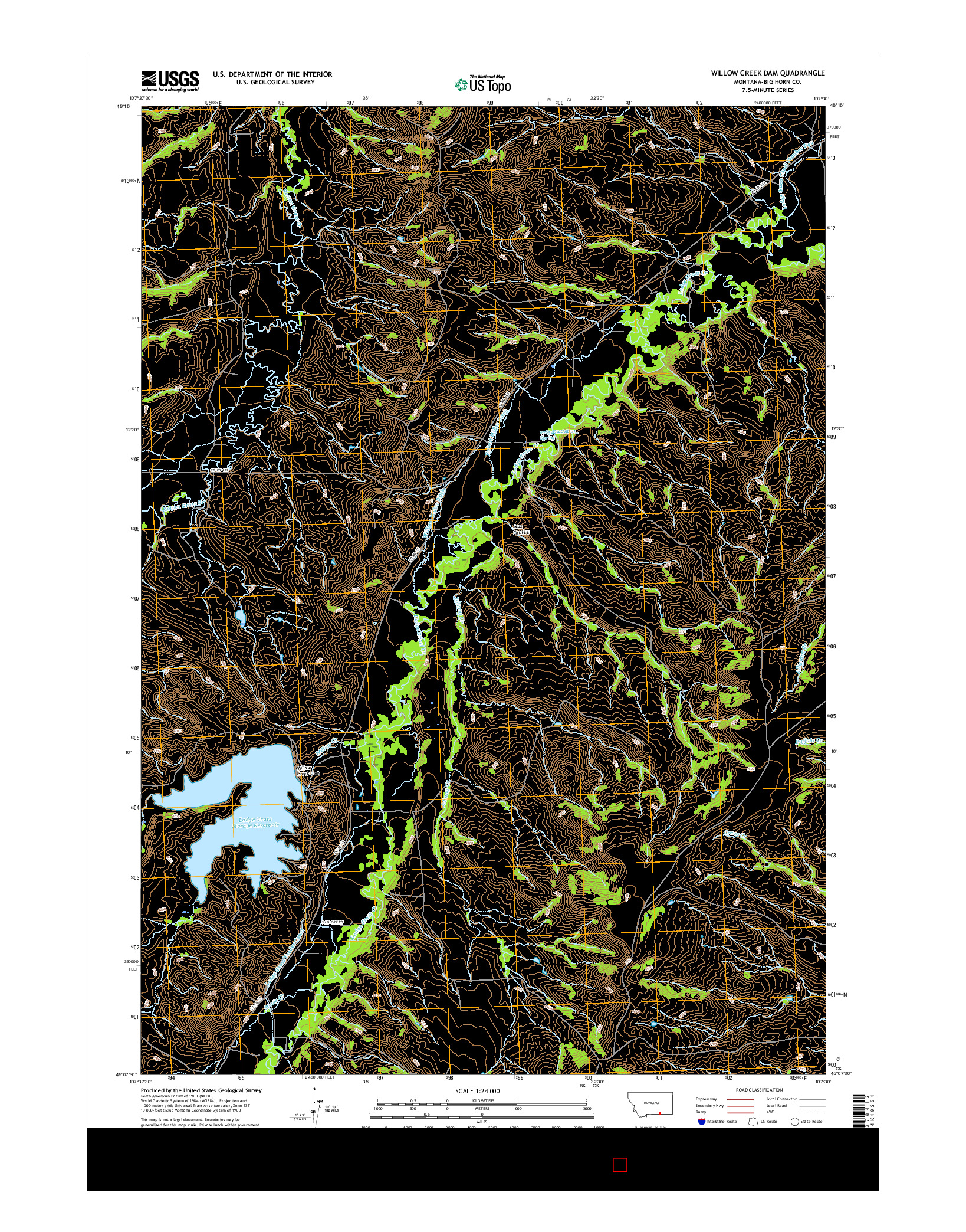 USGS US TOPO 7.5-MINUTE MAP FOR WILLOW CREEK DAM, MT 2017