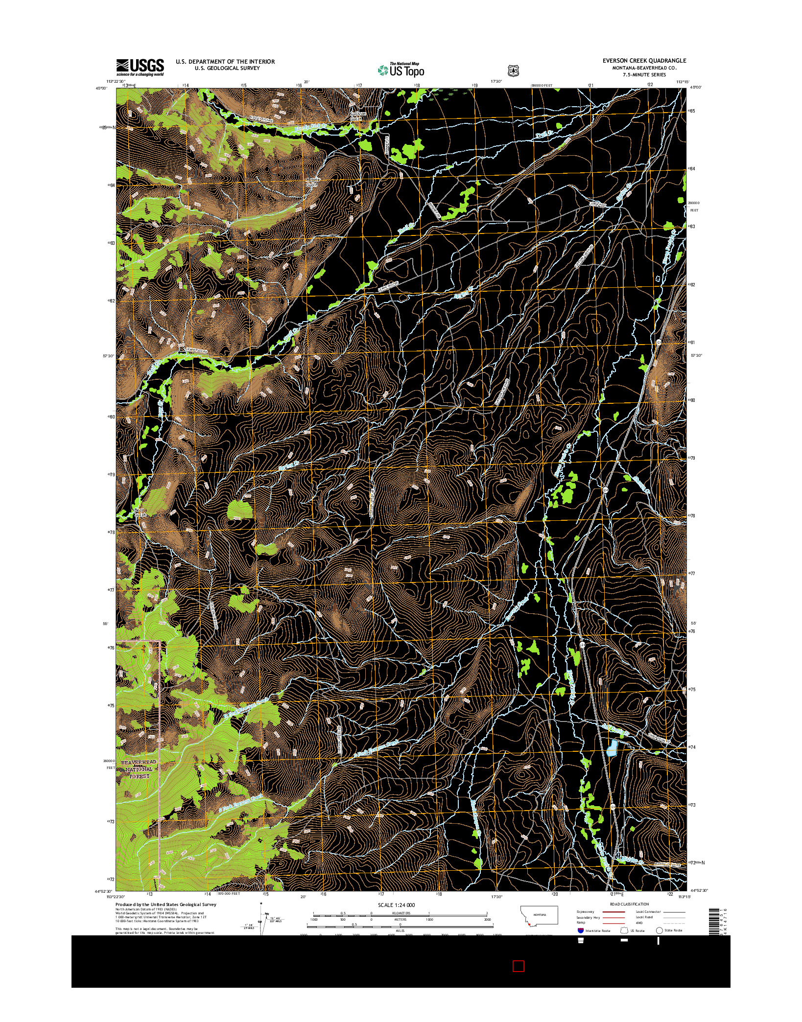 USGS US TOPO 7.5-MINUTE MAP FOR EVERSON CREEK, MT 2017