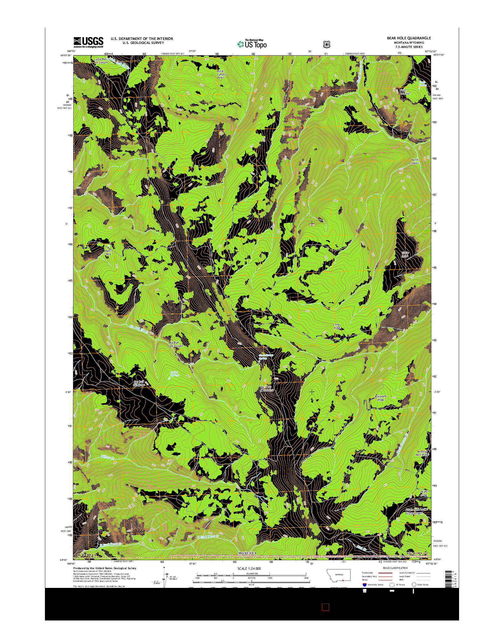 USGS US TOPO 7.5-MINUTE MAP FOR BEAR HOLE, MT-WY 2017