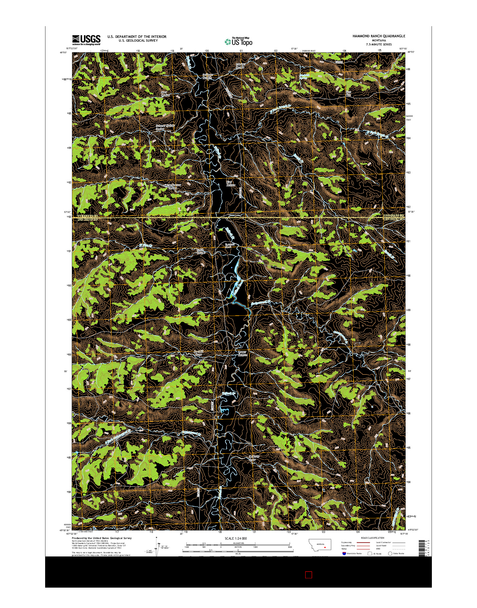 USGS US TOPO 7.5-MINUTE MAP FOR HAMMOND RANCH, MT 2017