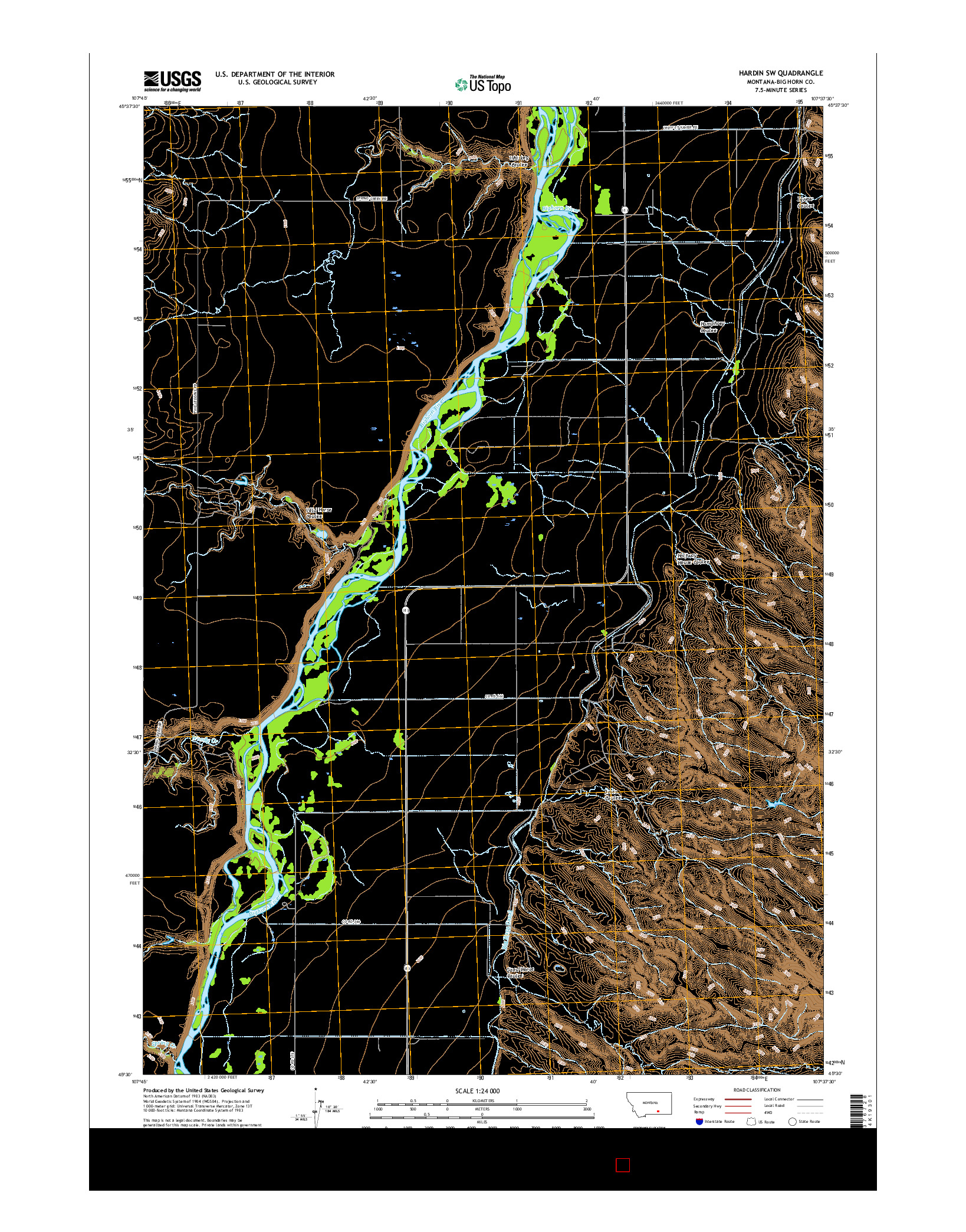 USGS US TOPO 7.5-MINUTE MAP FOR HARDIN SW, MT 2017