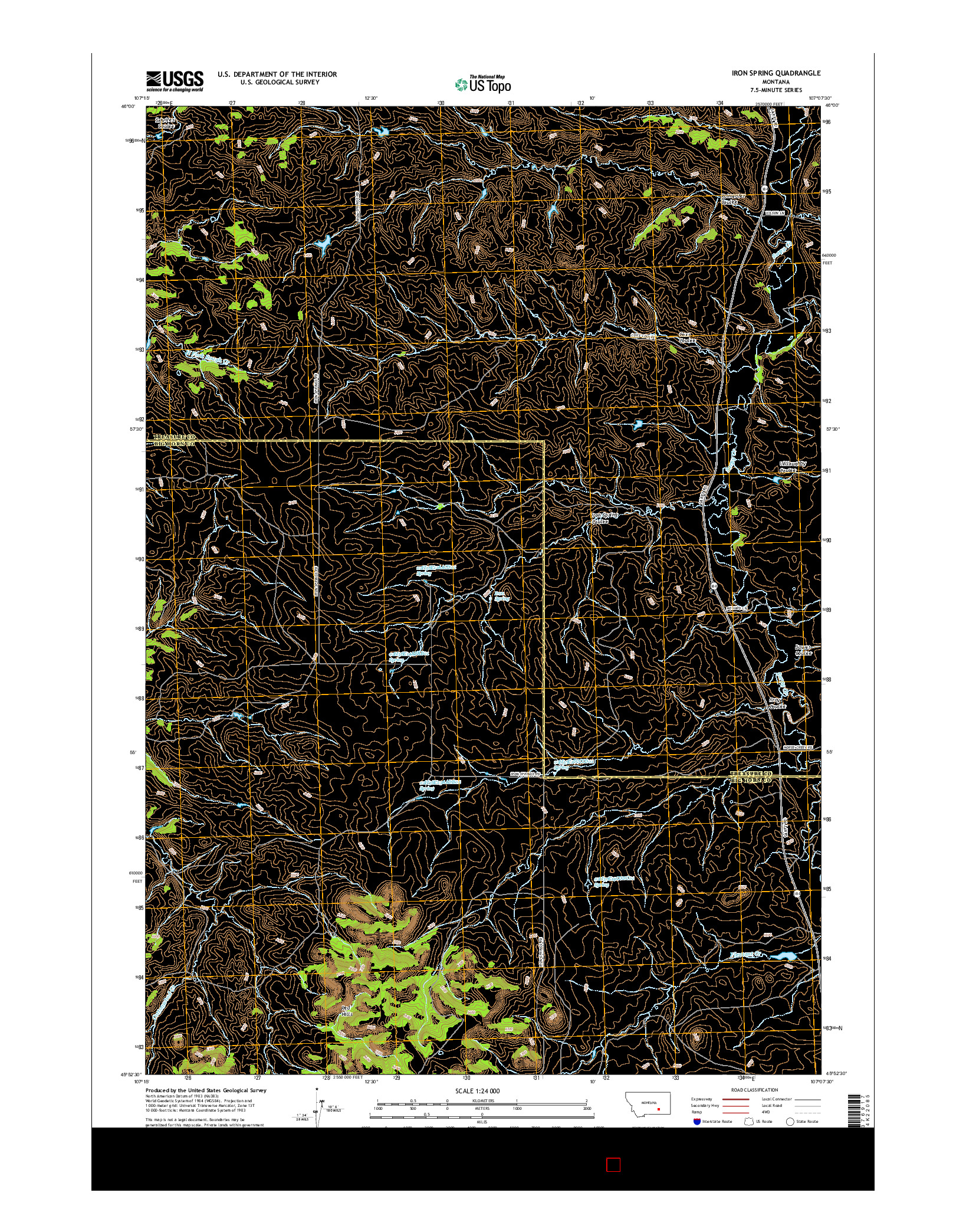 USGS US TOPO 7.5-MINUTE MAP FOR IRON SPRING, MT 2017