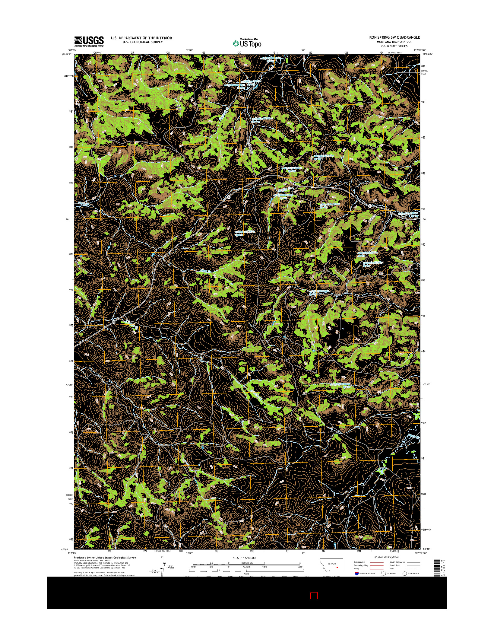 USGS US TOPO 7.5-MINUTE MAP FOR IRON SPRING SW, MT 2017