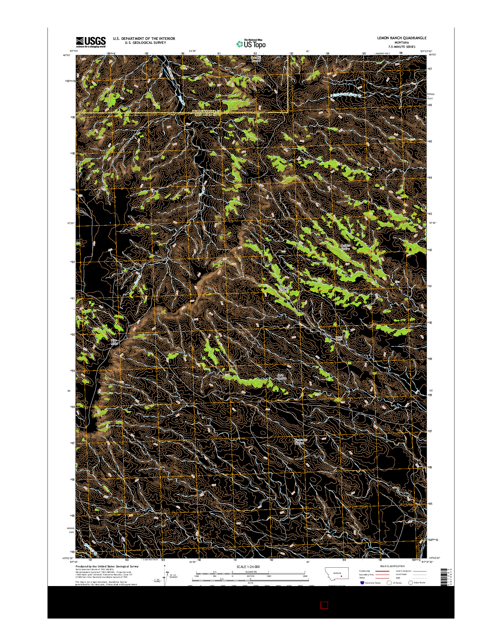 USGS US TOPO 7.5-MINUTE MAP FOR LEMON RANCH, MT 2017