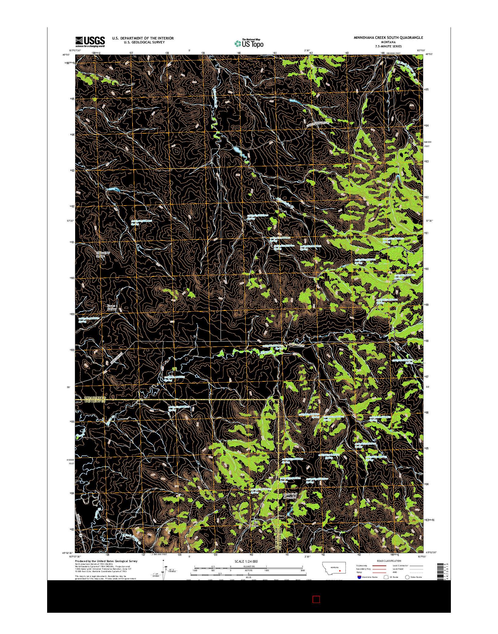 USGS US TOPO 7.5-MINUTE MAP FOR MINNEHAHA CREEK SOUTH, MT 2017