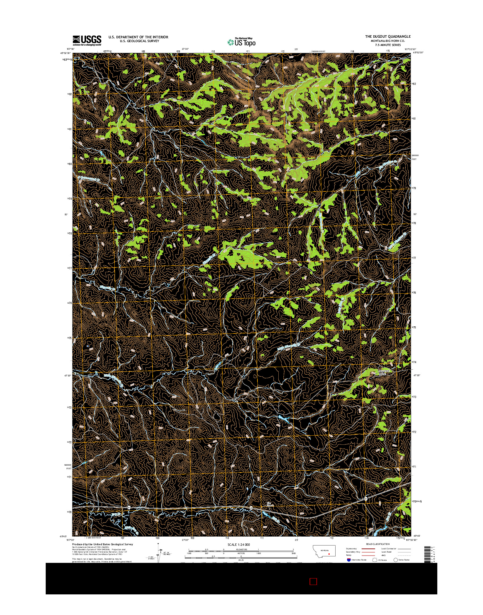 USGS US TOPO 7.5-MINUTE MAP FOR THE DUGOUT, MT 2017