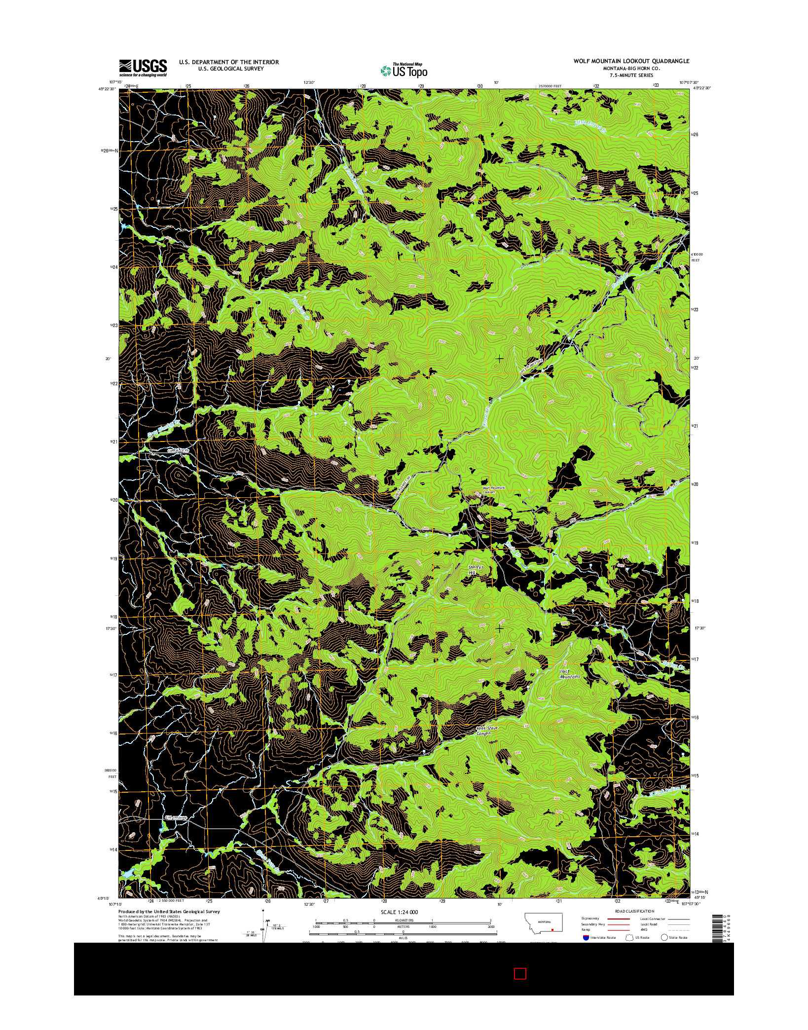 USGS US TOPO 7.5-MINUTE MAP FOR WOLF MOUNTAIN LOOKOUT, MT 2017