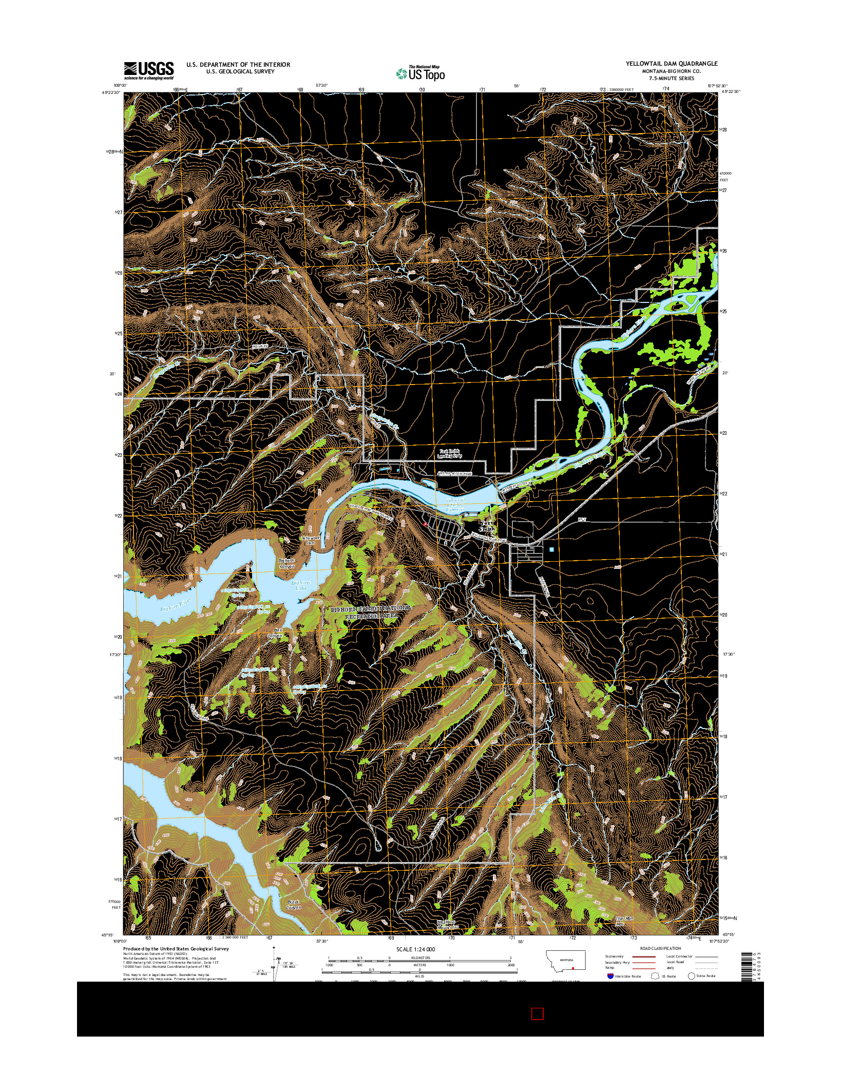 USGS US TOPO 7.5-MINUTE MAP FOR YELLOWTAIL DAM, MT 2017