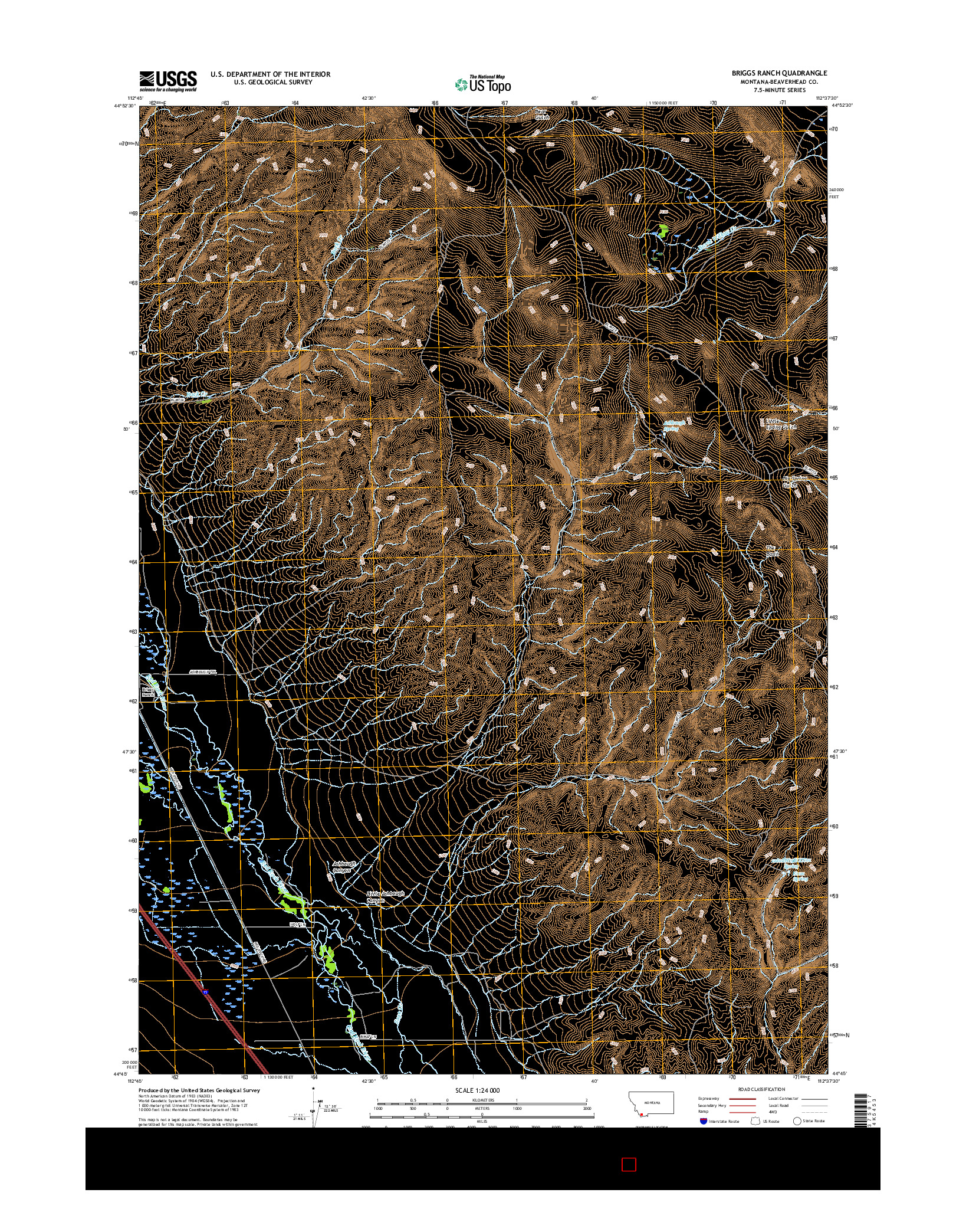 USGS US TOPO 7.5-MINUTE MAP FOR BRIGGS RANCH, MT 2017