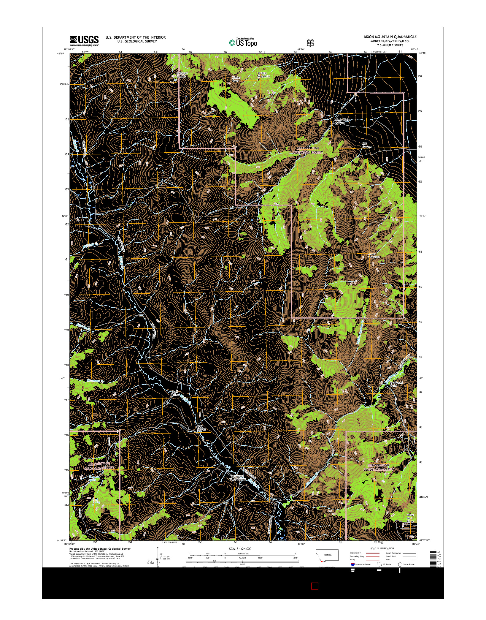USGS US TOPO 7.5-MINUTE MAP FOR DIXON MOUNTAIN, MT 2017
