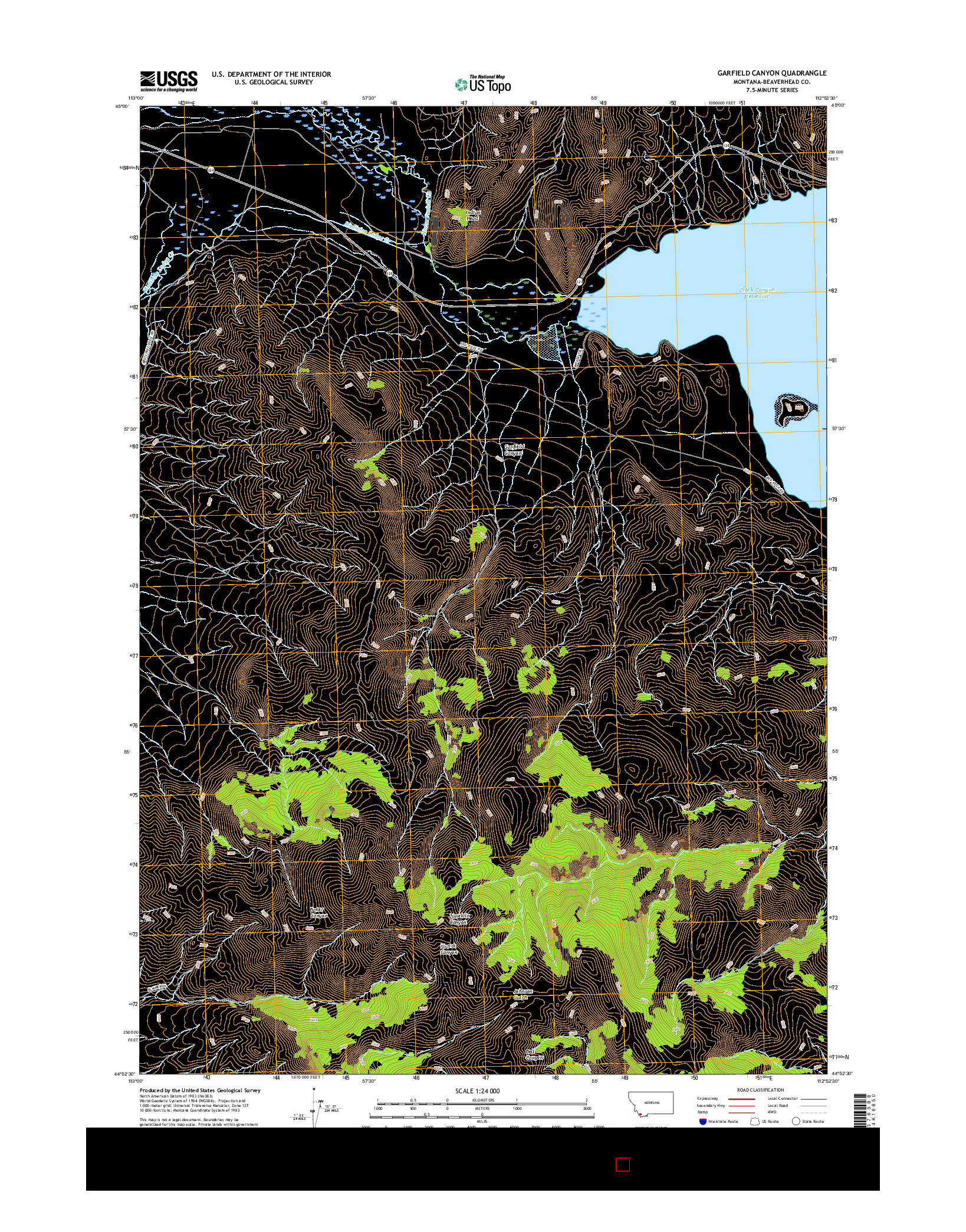 USGS US TOPO 7.5-MINUTE MAP FOR GARFIELD CANYON, MT 2017