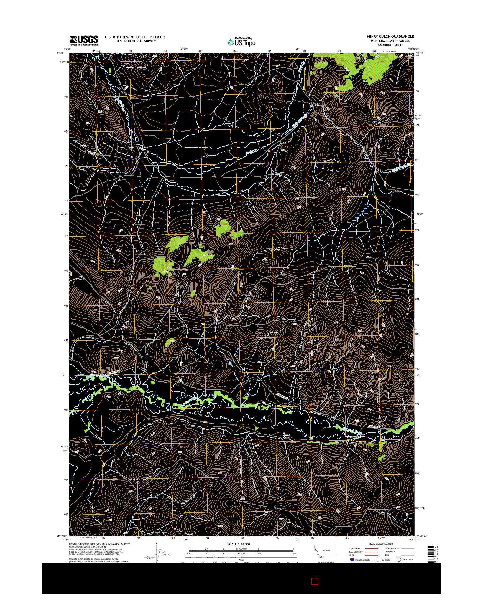 USGS US TOPO 7.5-MINUTE MAP FOR HENRY GULCH, MT 2017