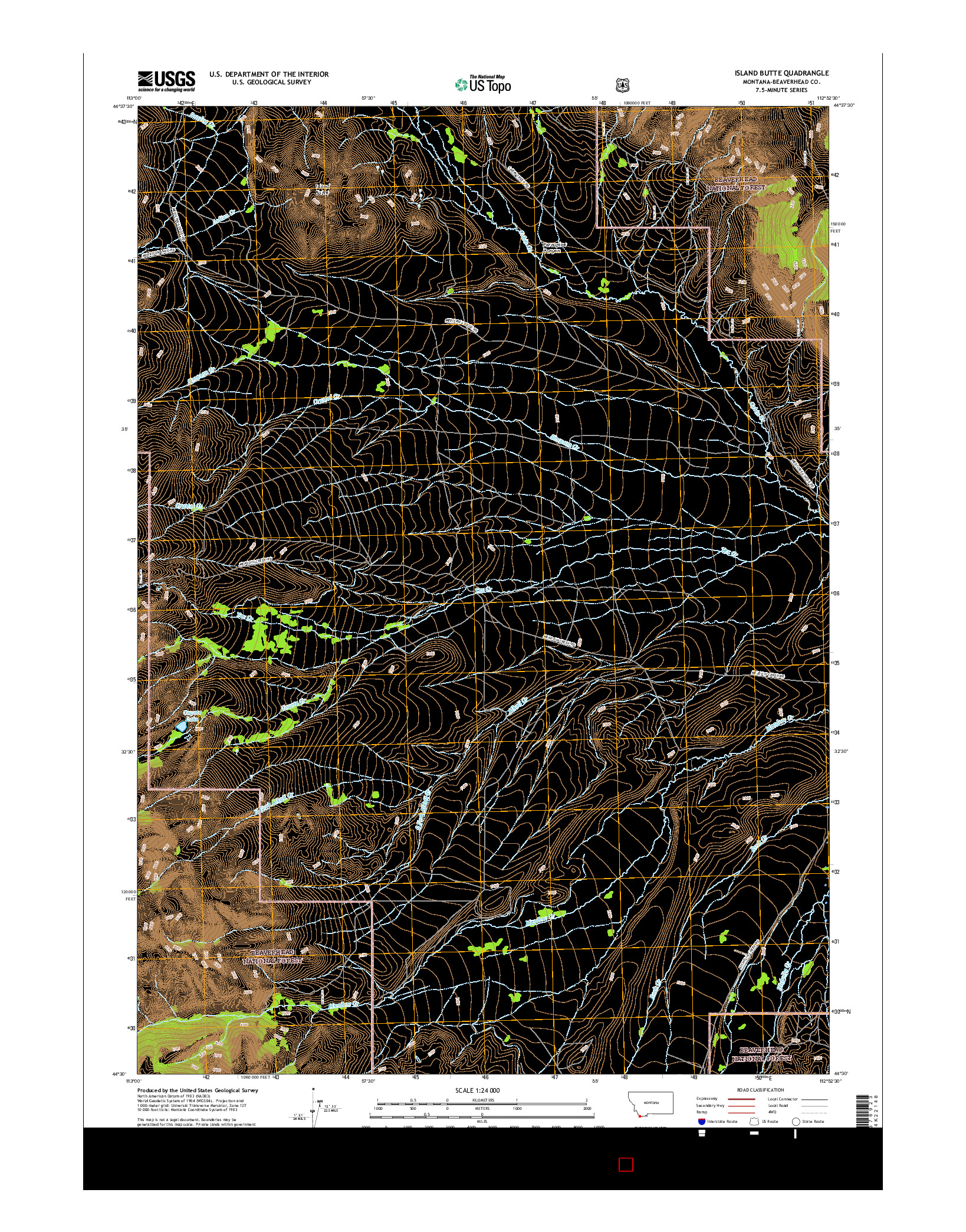 USGS US TOPO 7.5-MINUTE MAP FOR ISLAND BUTTE, MT 2017