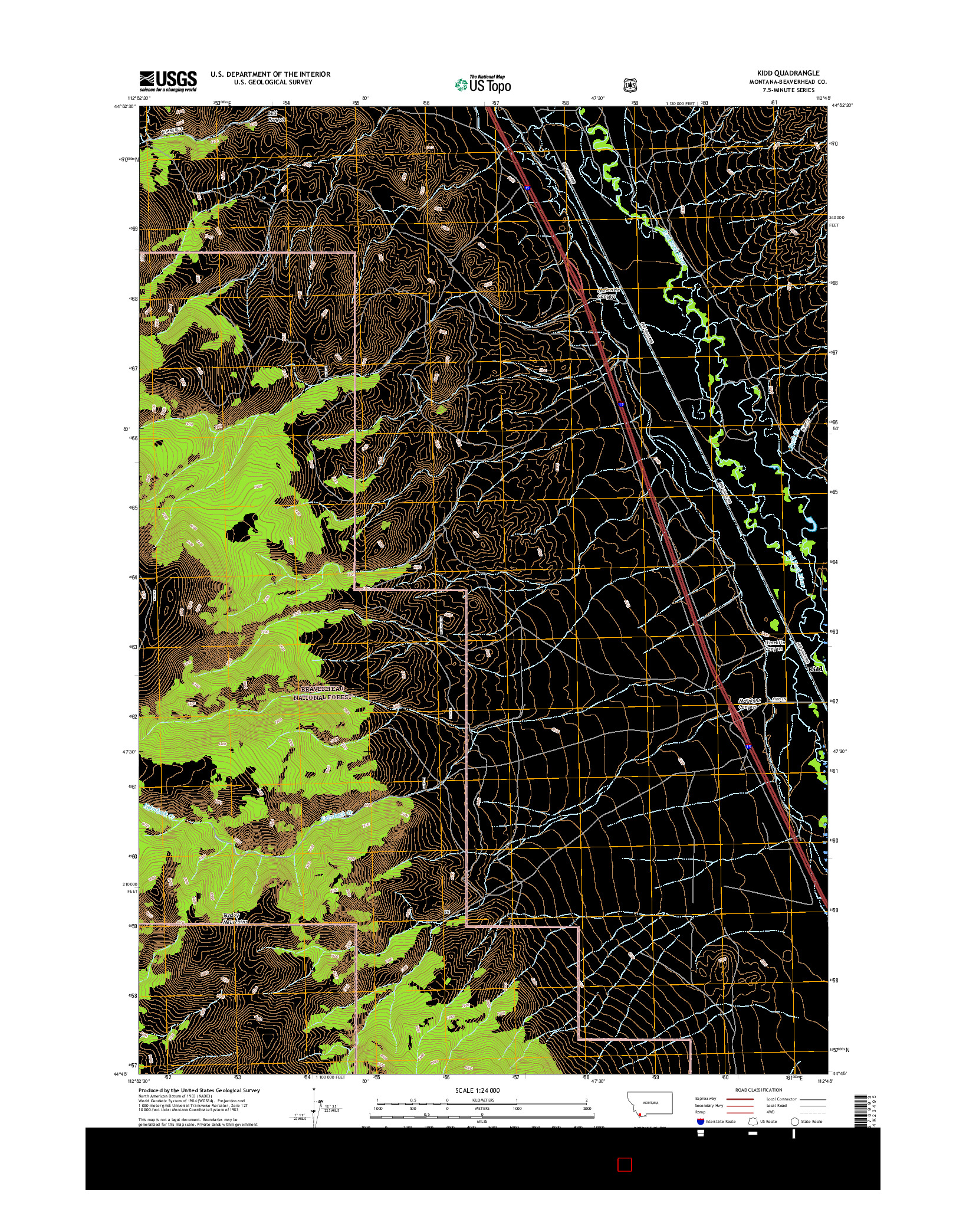 USGS US TOPO 7.5-MINUTE MAP FOR KIDD, MT 2017