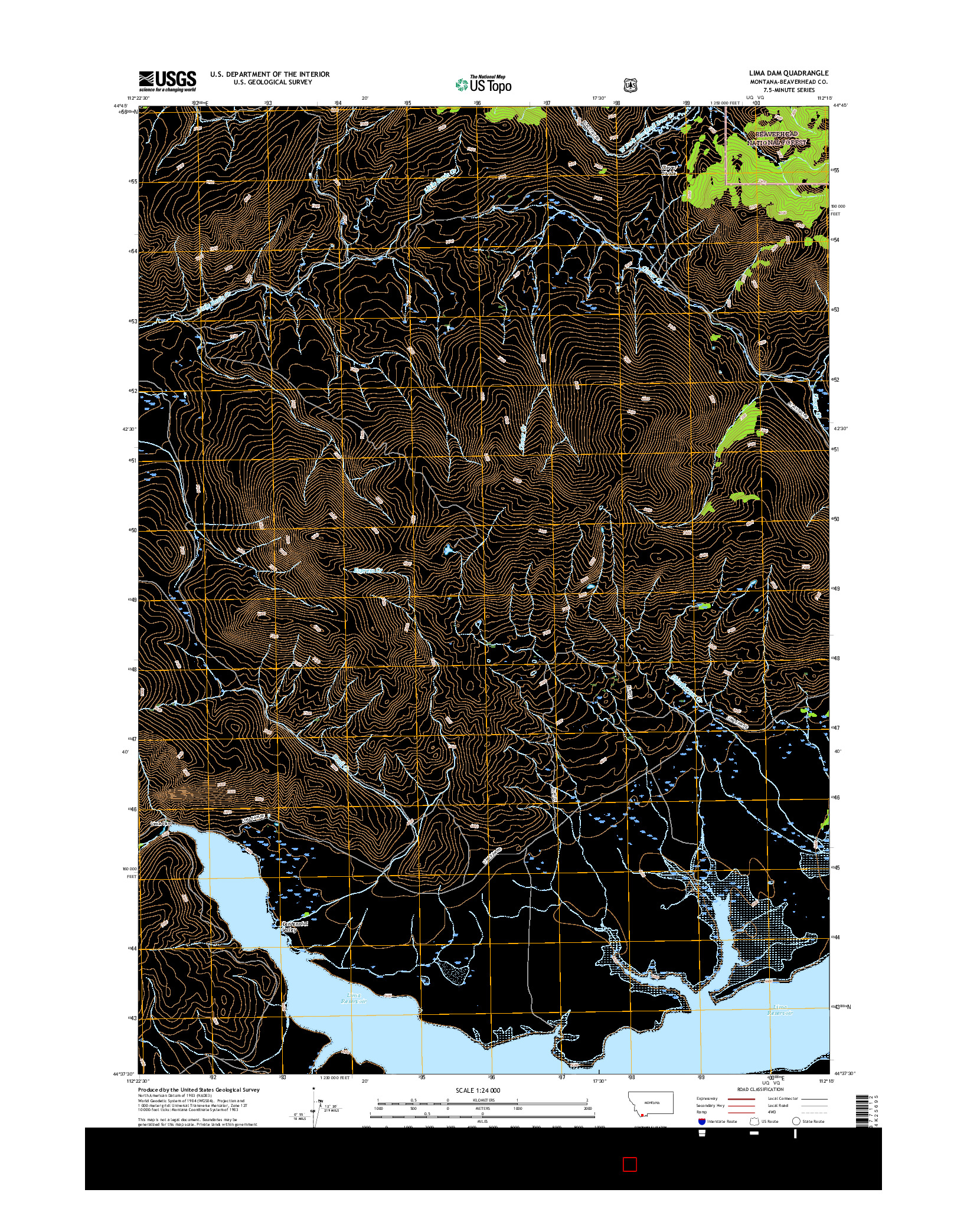 USGS US TOPO 7.5-MINUTE MAP FOR LIMA DAM, MT 2017