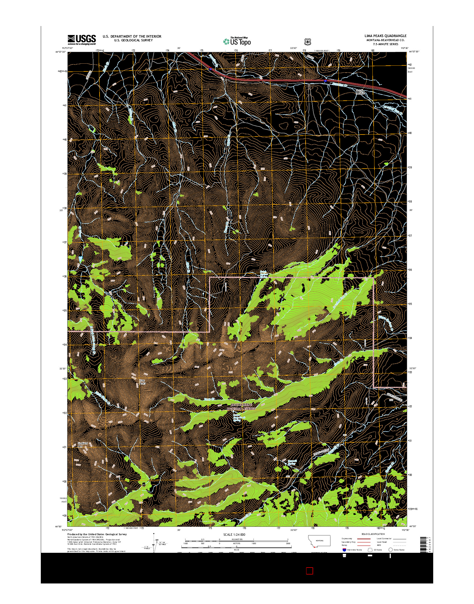 USGS US TOPO 7.5-MINUTE MAP FOR LIMA PEAKS, MT 2017