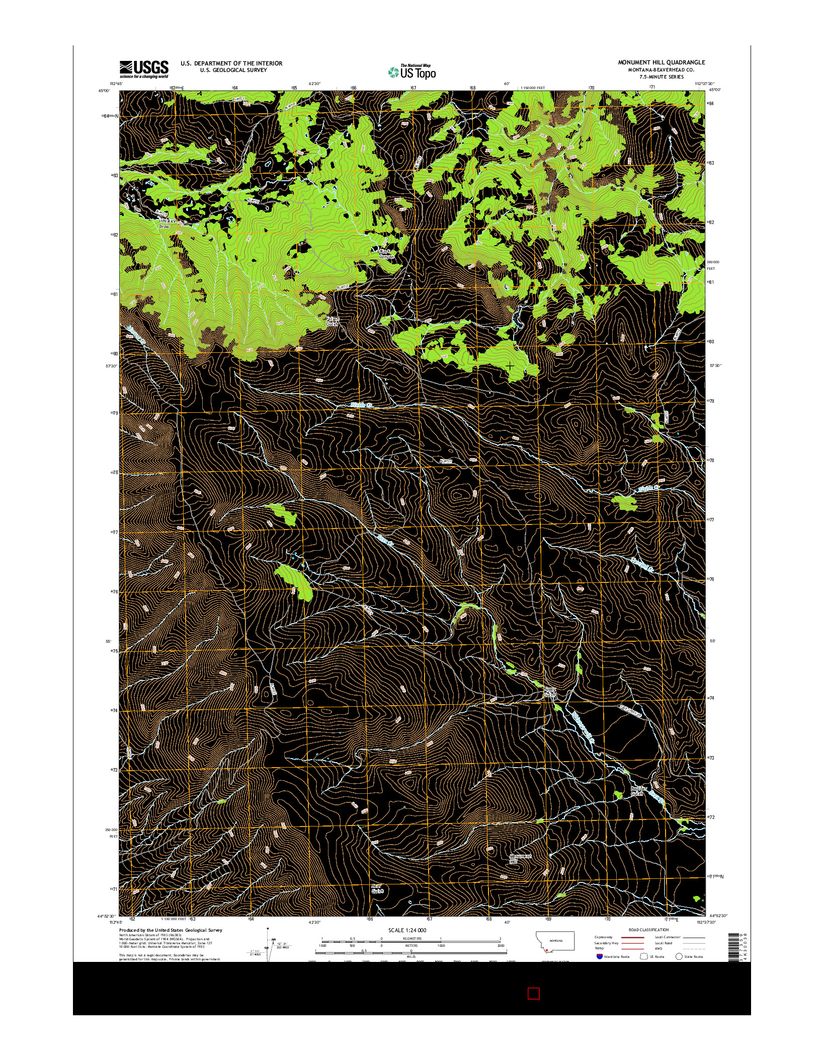 USGS US TOPO 7.5-MINUTE MAP FOR MONUMENT HILL, MT 2017