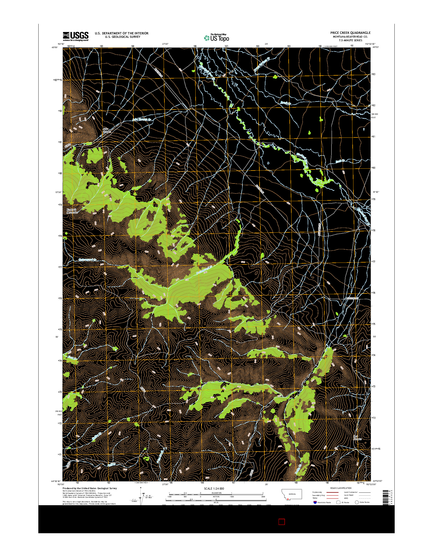 USGS US TOPO 7.5-MINUTE MAP FOR PRICE CREEK, MT 2017
