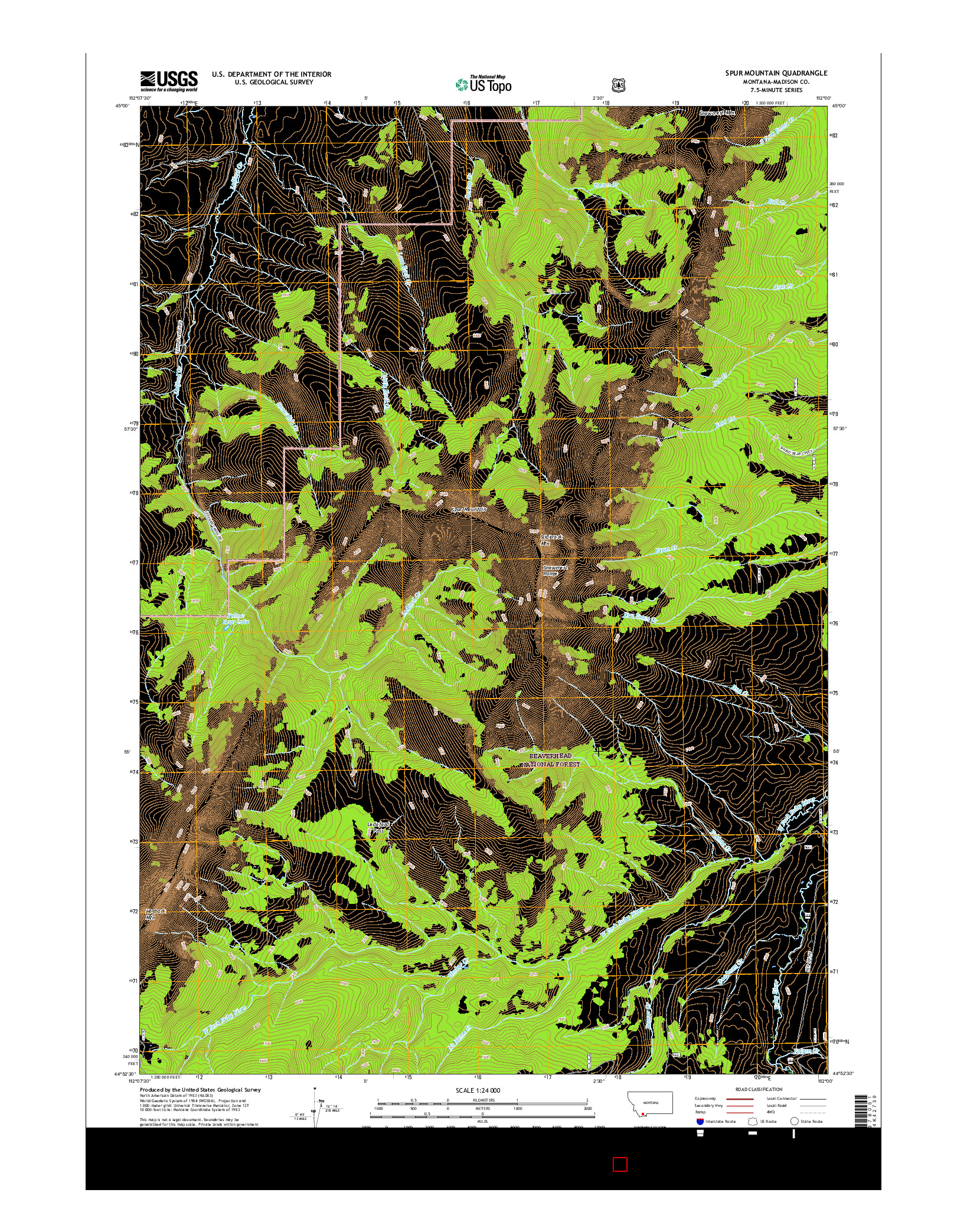 USGS US TOPO 7.5-MINUTE MAP FOR SPUR MOUNTAIN, MT 2017