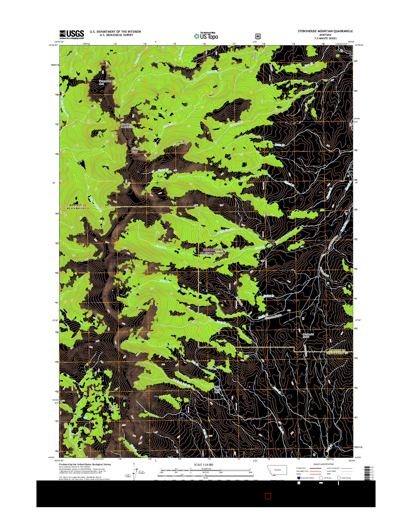 USGS US TOPO 7.5-MINUTE MAP FOR STONEHOUSE MOUNTAIN, MT 2017