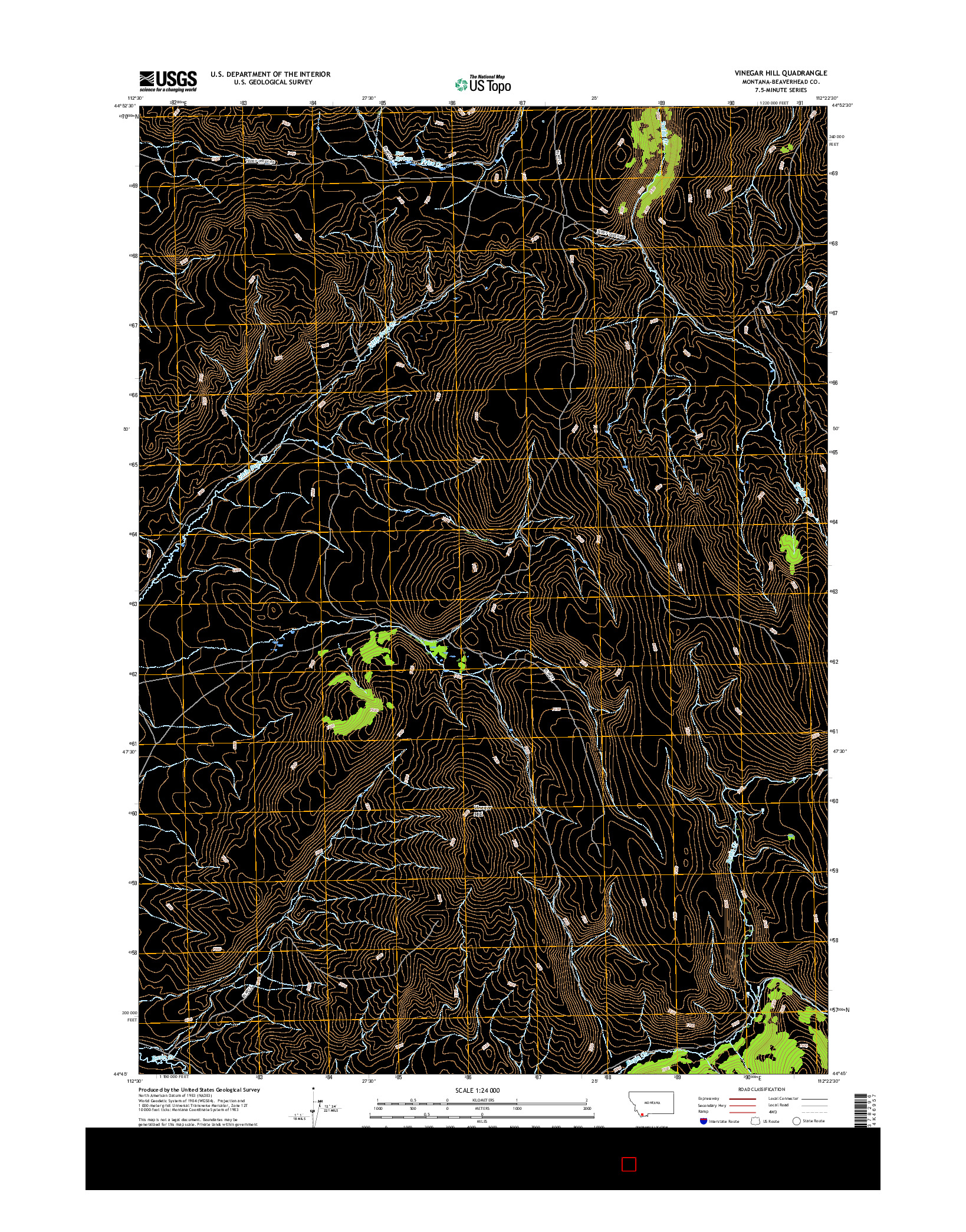 USGS US TOPO 7.5-MINUTE MAP FOR VINEGAR HILL, MT 2017