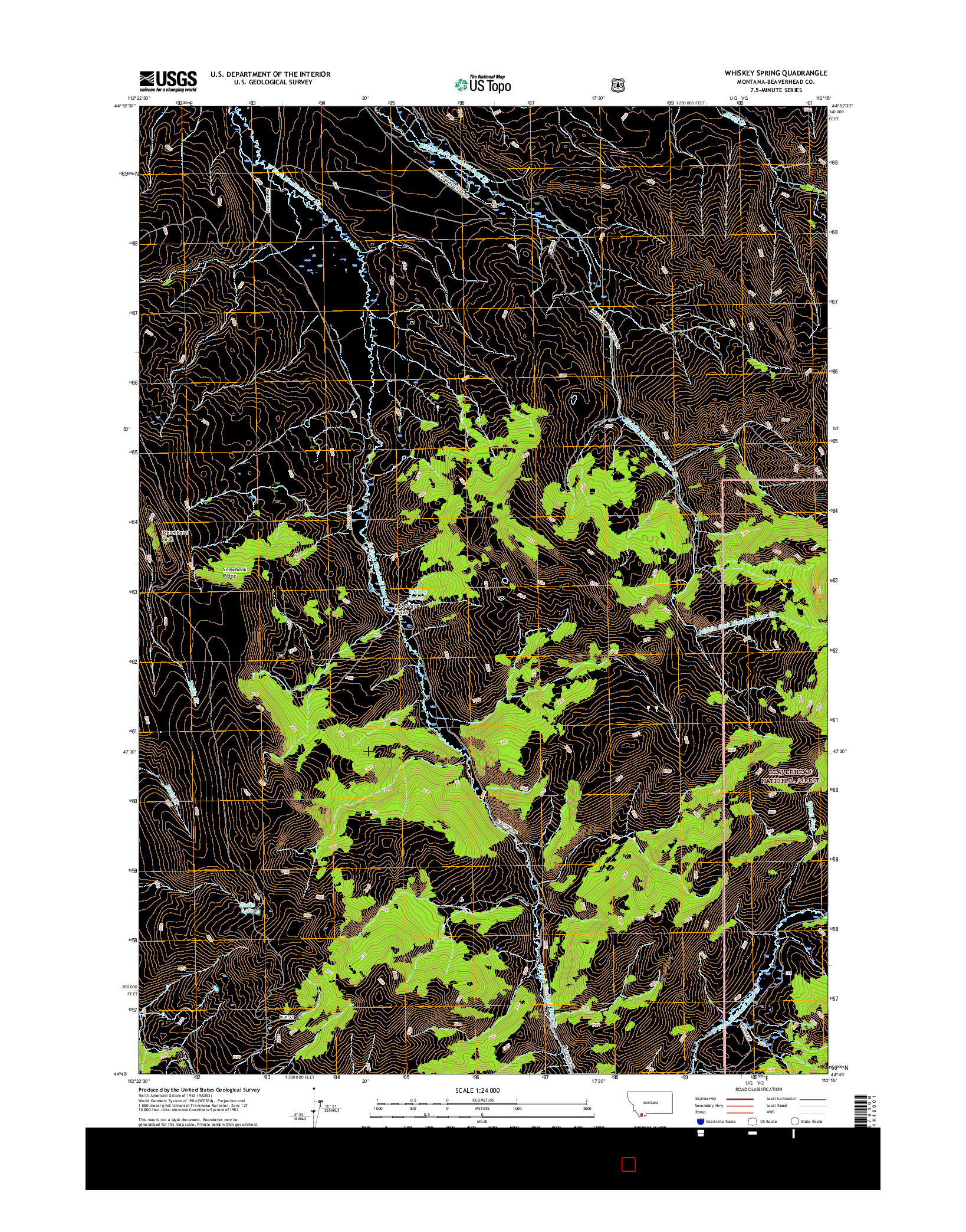 USGS US TOPO 7.5-MINUTE MAP FOR WHISKEY SPRING, MT 2017