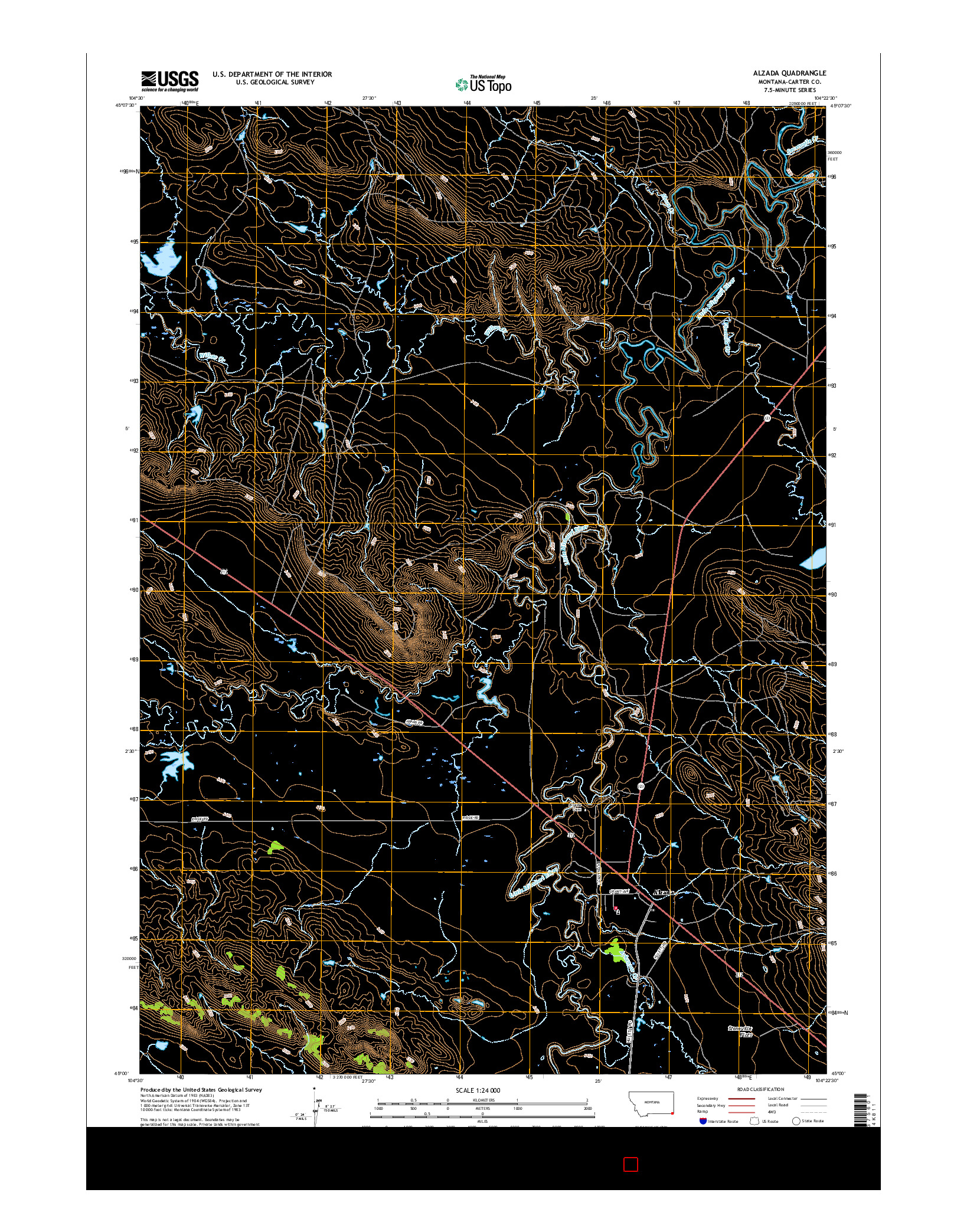 USGS US TOPO 7.5-MINUTE MAP FOR ALZADA, MT 2017