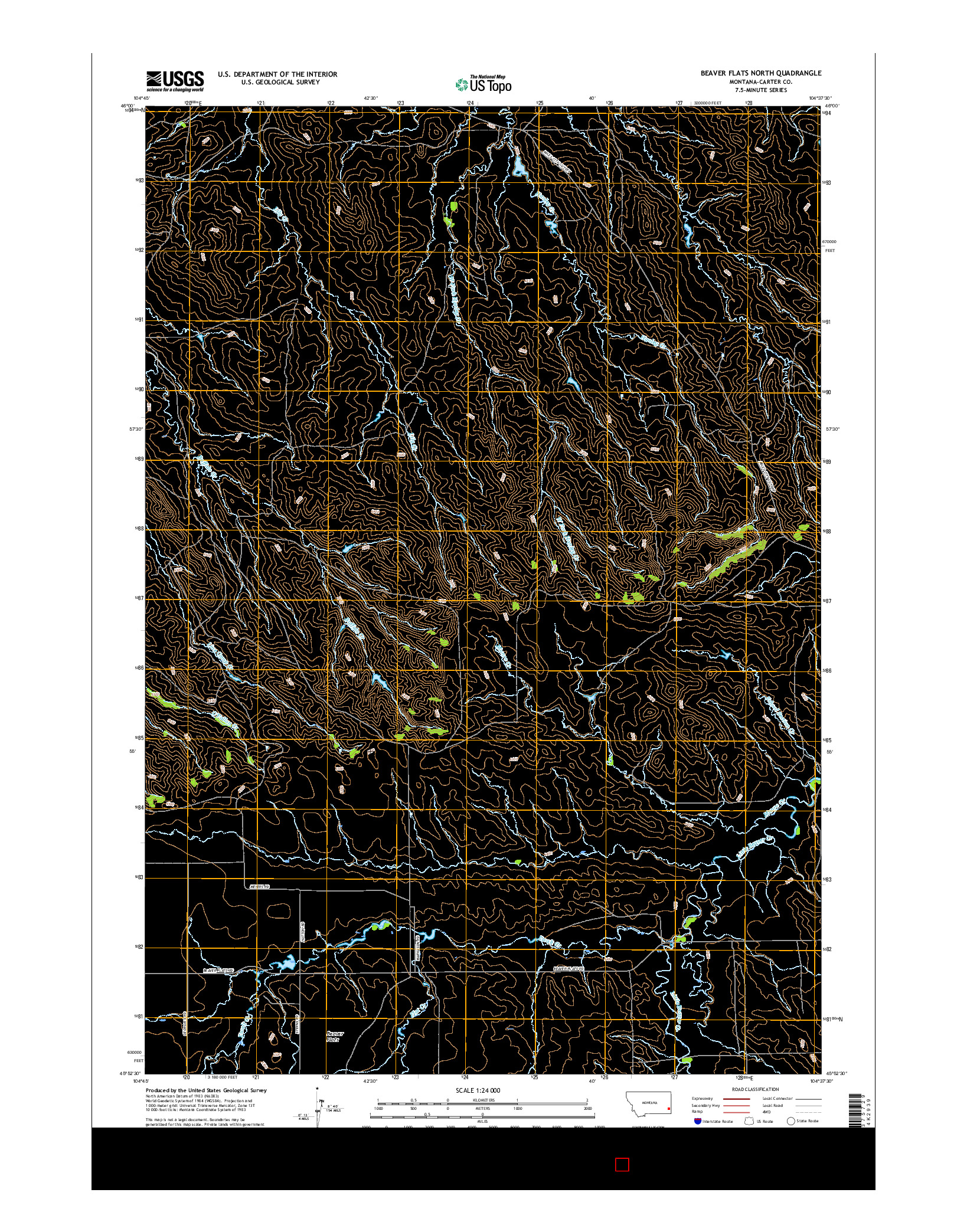 USGS US TOPO 7.5-MINUTE MAP FOR BEAVER FLATS NORTH, MT 2017