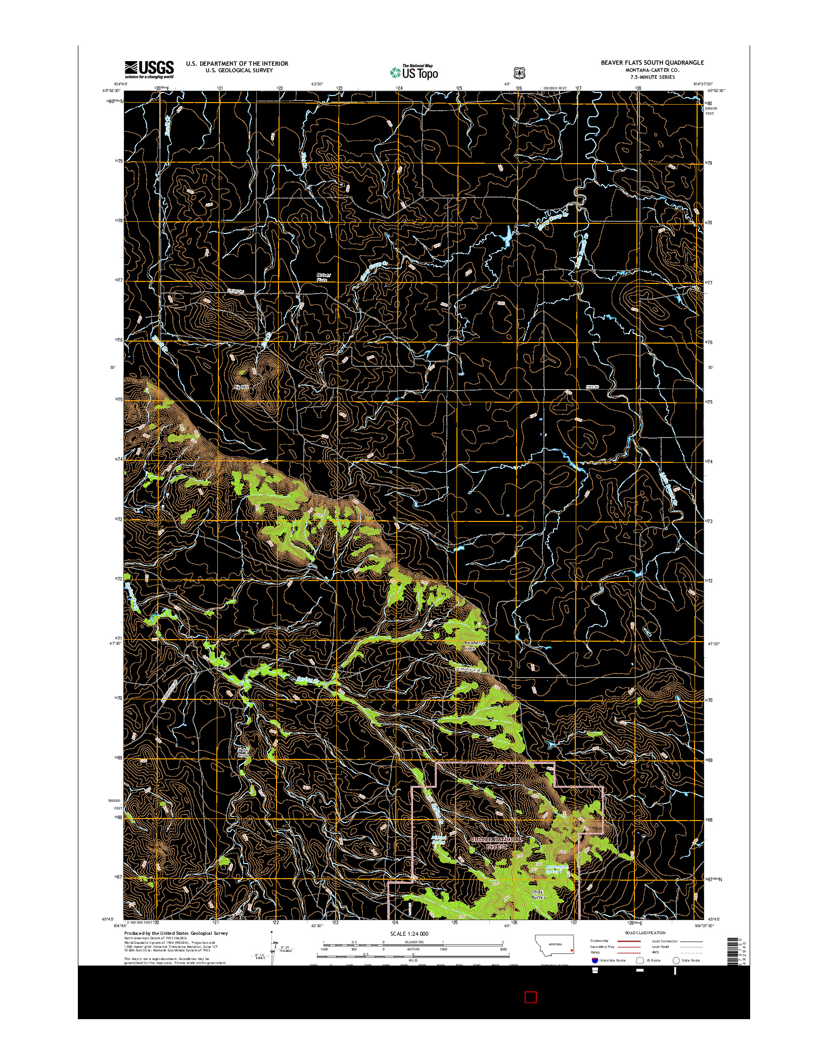 USGS US TOPO 7.5-MINUTE MAP FOR BEAVER FLATS SOUTH, MT 2017