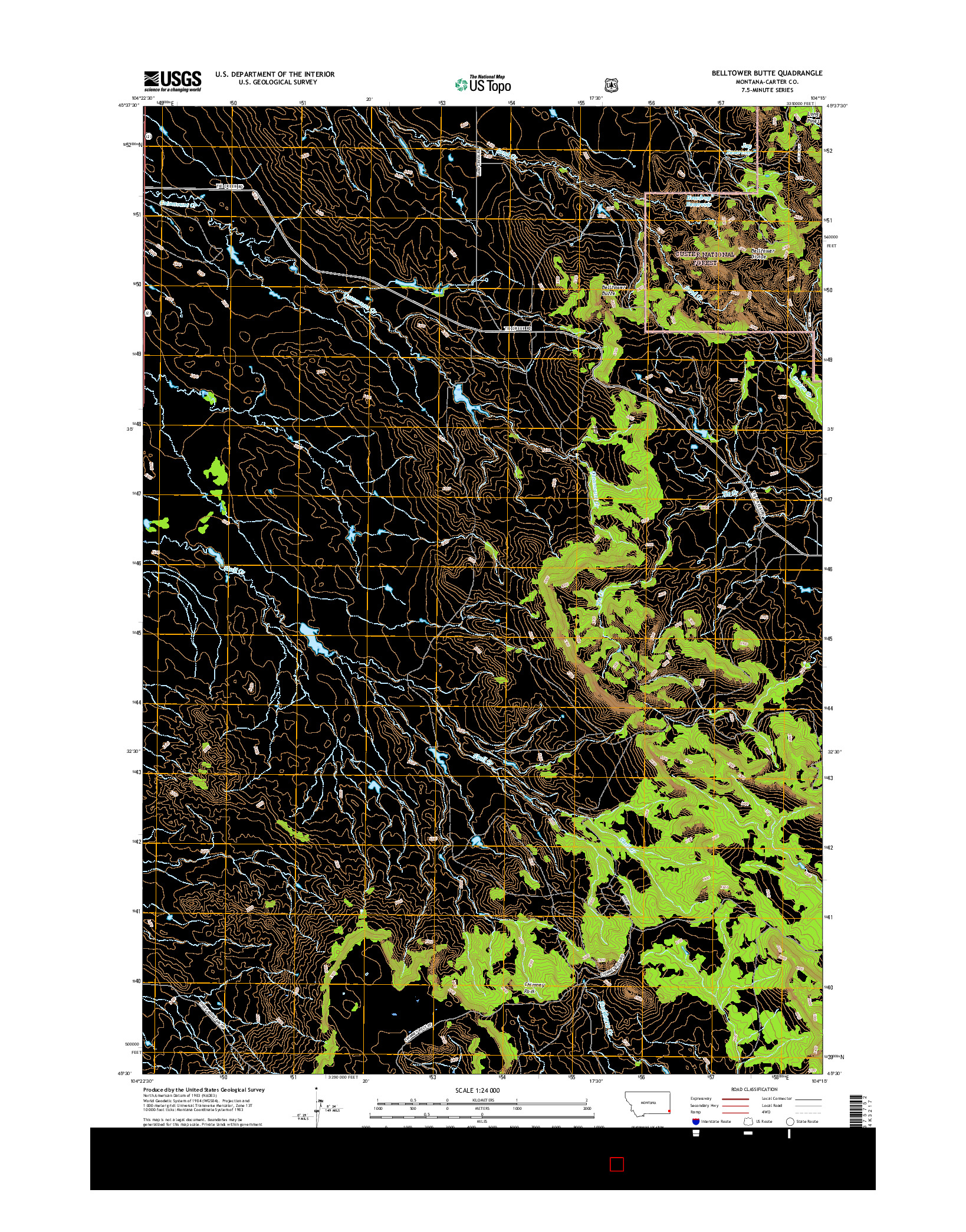 USGS US TOPO 7.5-MINUTE MAP FOR BELLTOWER BUTTE, MT 2017