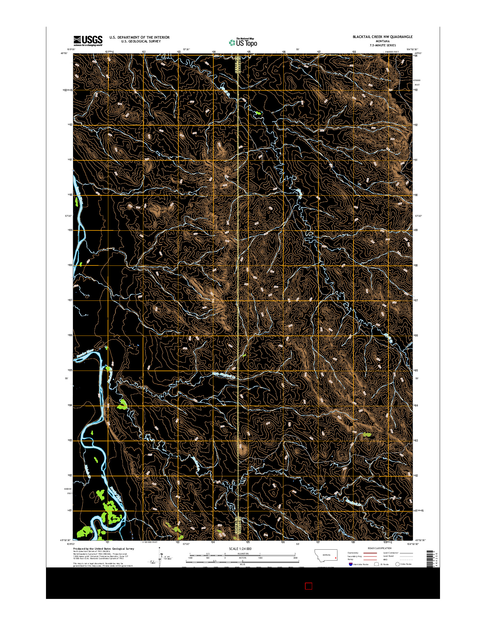 USGS US TOPO 7.5-MINUTE MAP FOR BLACKTAIL CREEK NW, MT 2017