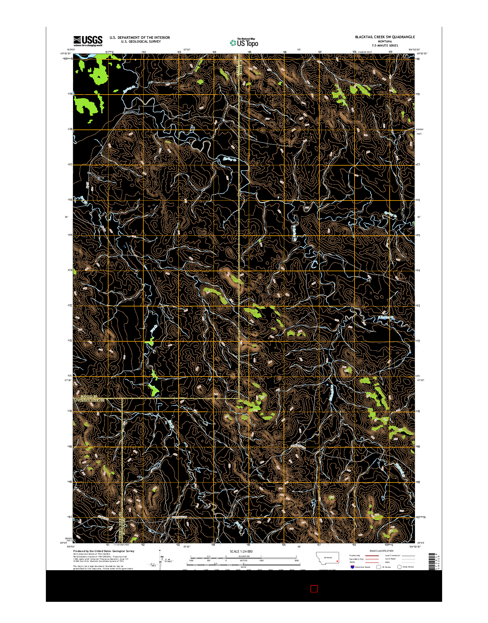 USGS US TOPO 7.5-MINUTE MAP FOR BLACKTAIL CREEK SW, MT 2017