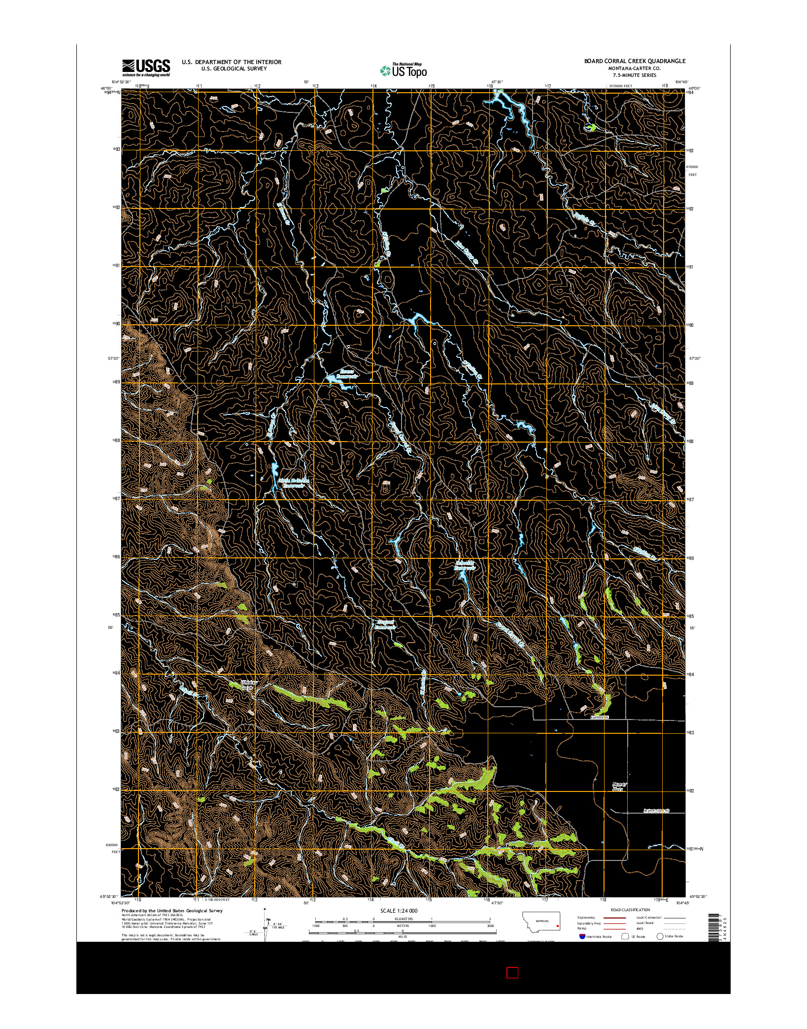 USGS US TOPO 7.5-MINUTE MAP FOR BOARD CORRAL CREEK, MT 2017