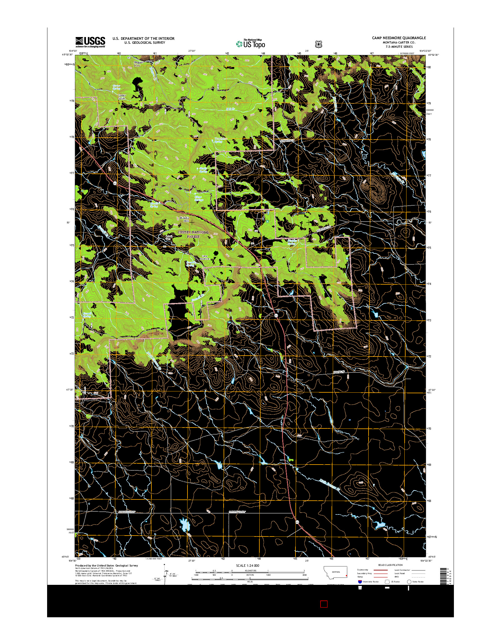 USGS US TOPO 7.5-MINUTE MAP FOR CAMP NEEDMORE, MT 2017