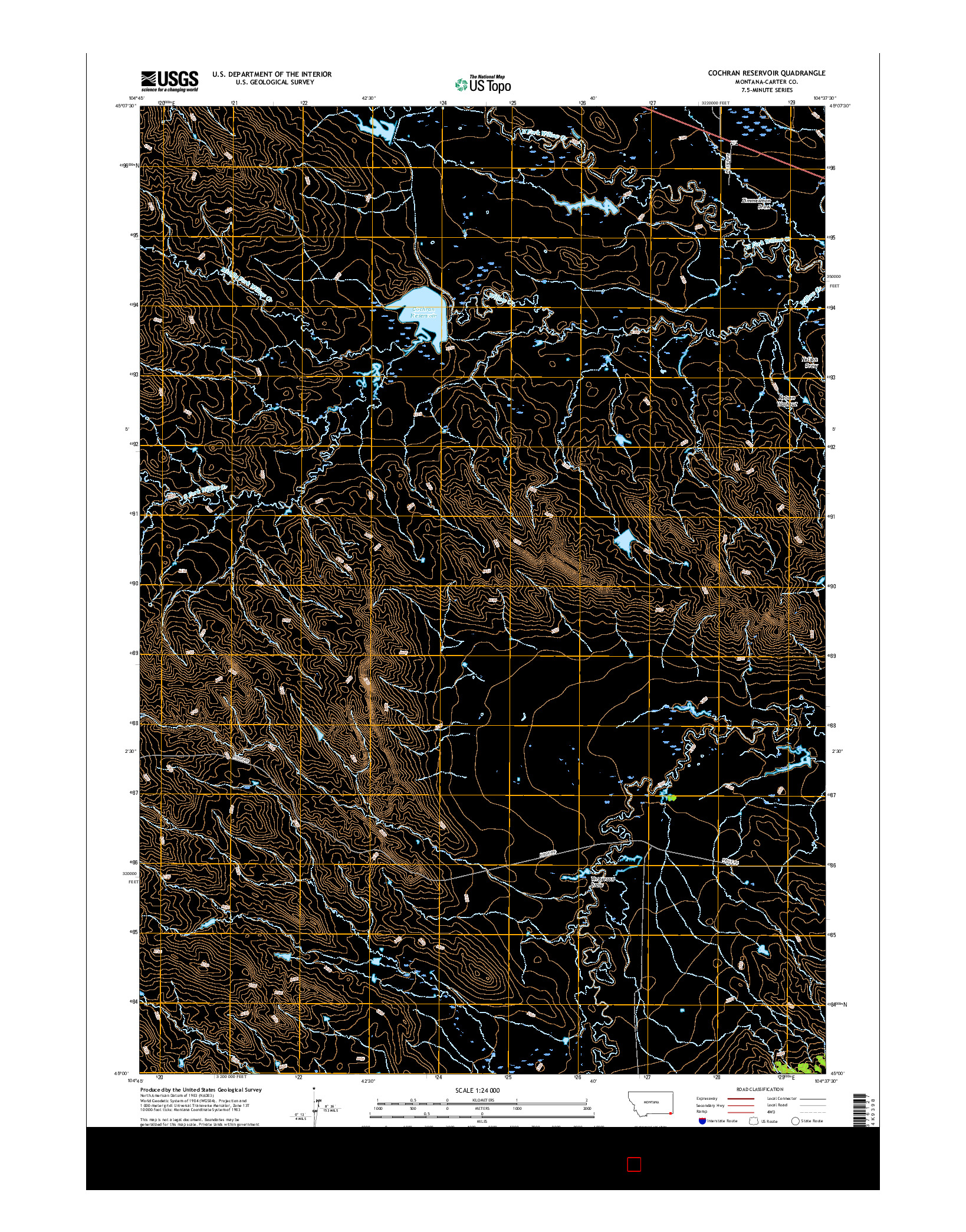 USGS US TOPO 7.5-MINUTE MAP FOR COCHRAN RESERVOIR, MT 2017