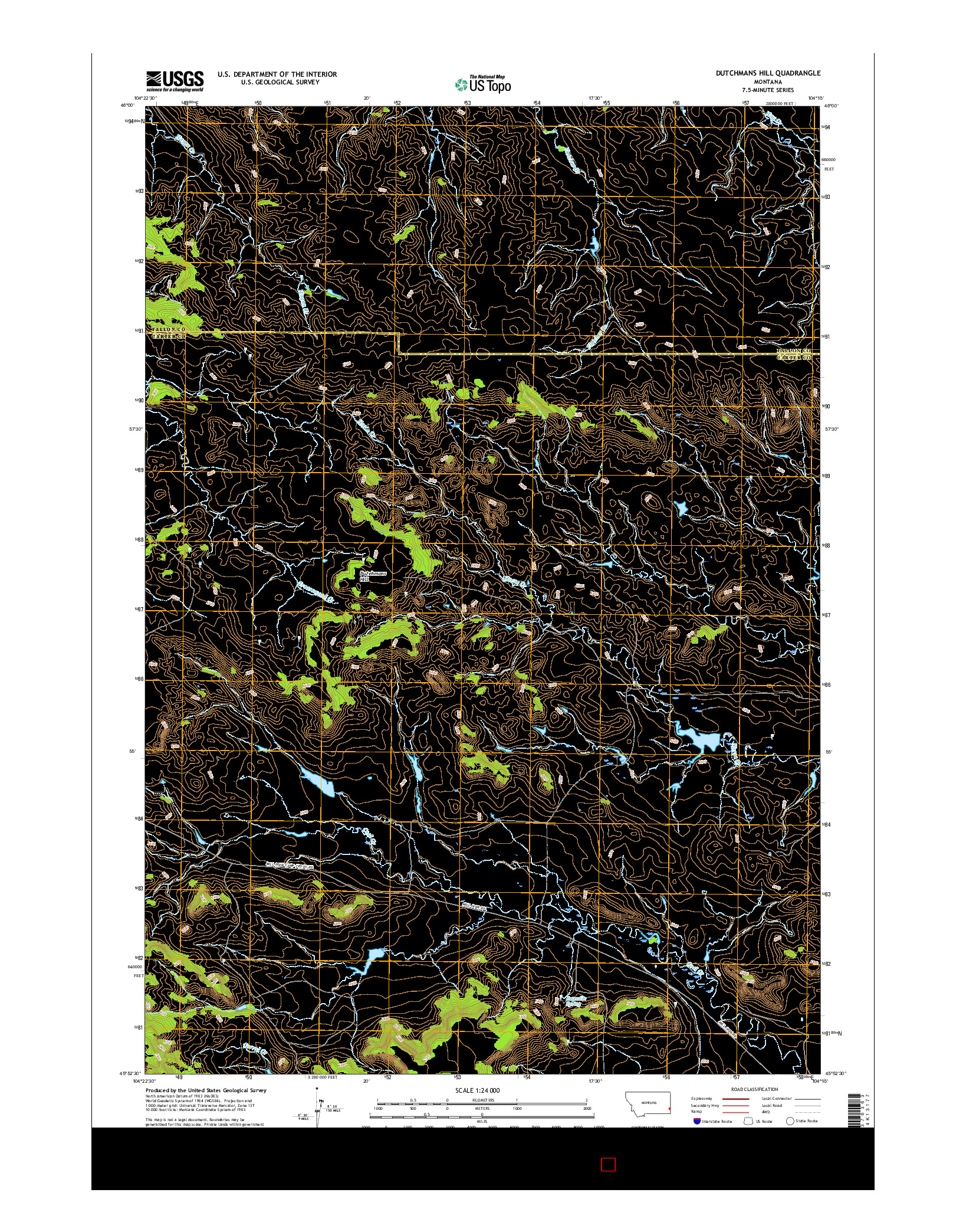 USGS US TOPO 7.5-MINUTE MAP FOR DUTCHMANS HILL, MT 2017