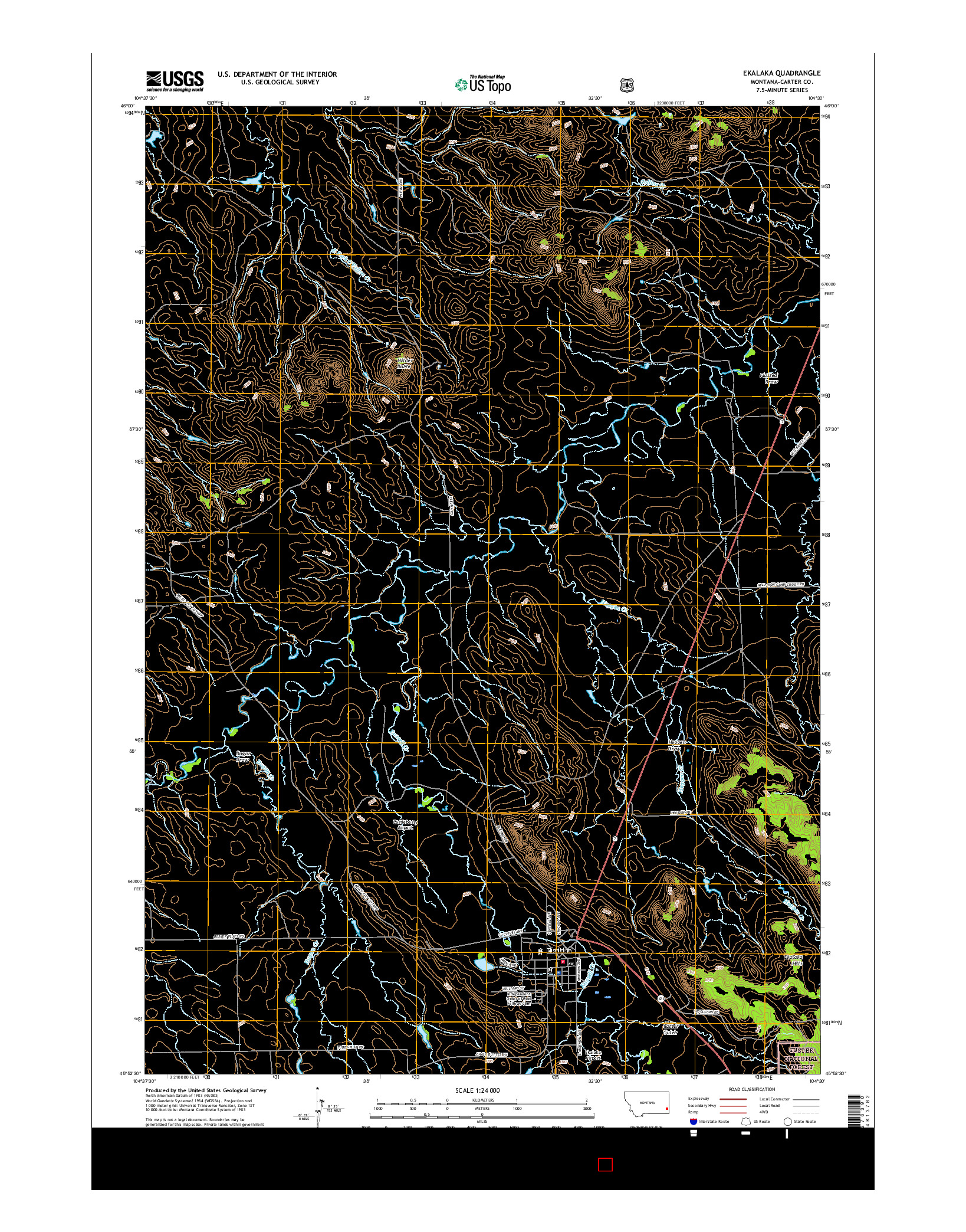 USGS US TOPO 7.5-MINUTE MAP FOR EKALAKA, MT 2017