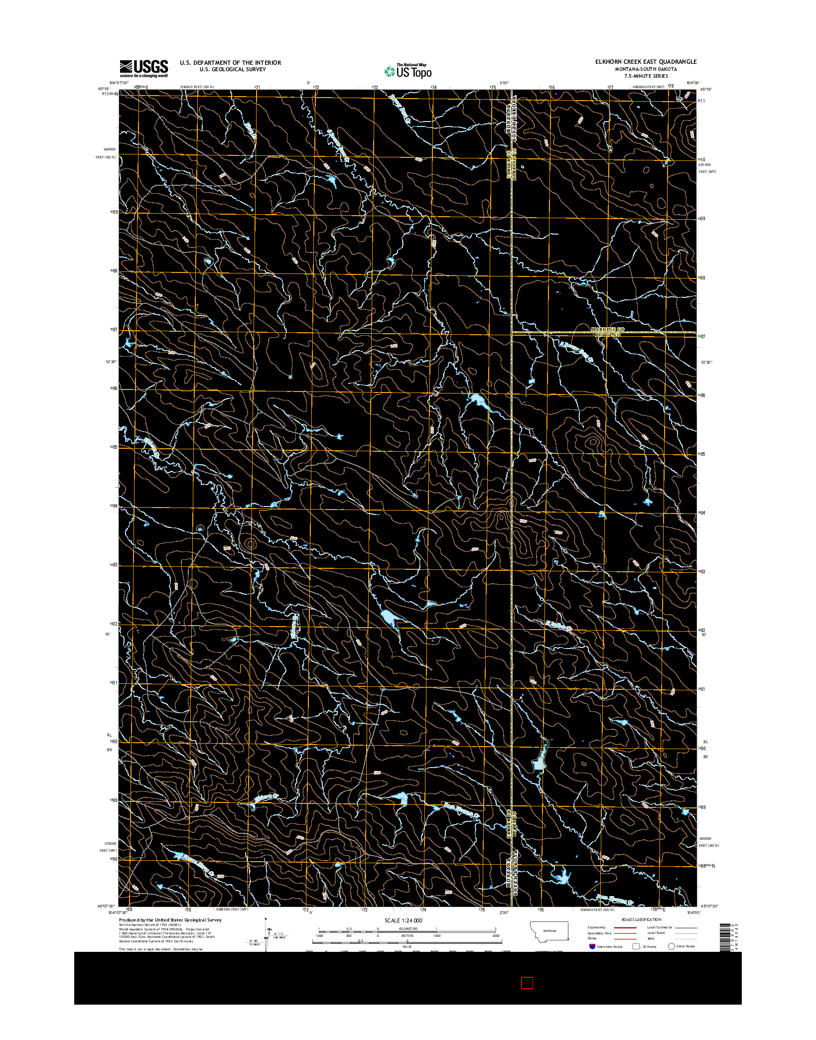 USGS US TOPO 7.5-MINUTE MAP FOR ELKHORN CREEK EAST, MT-SD 2017