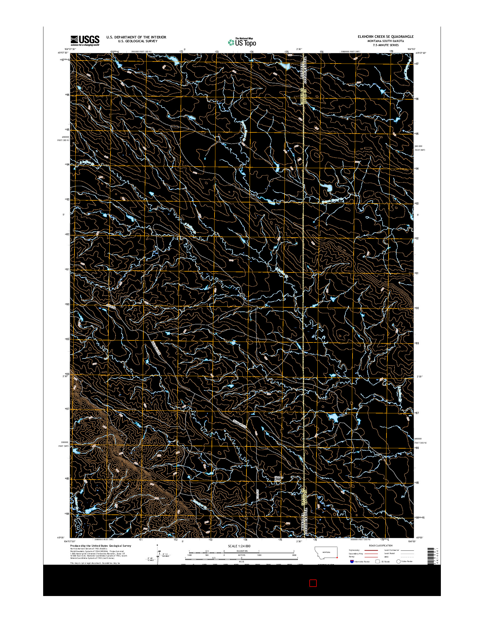 USGS US TOPO 7.5-MINUTE MAP FOR ELKHORN CREEK SE, MT-SD 2017