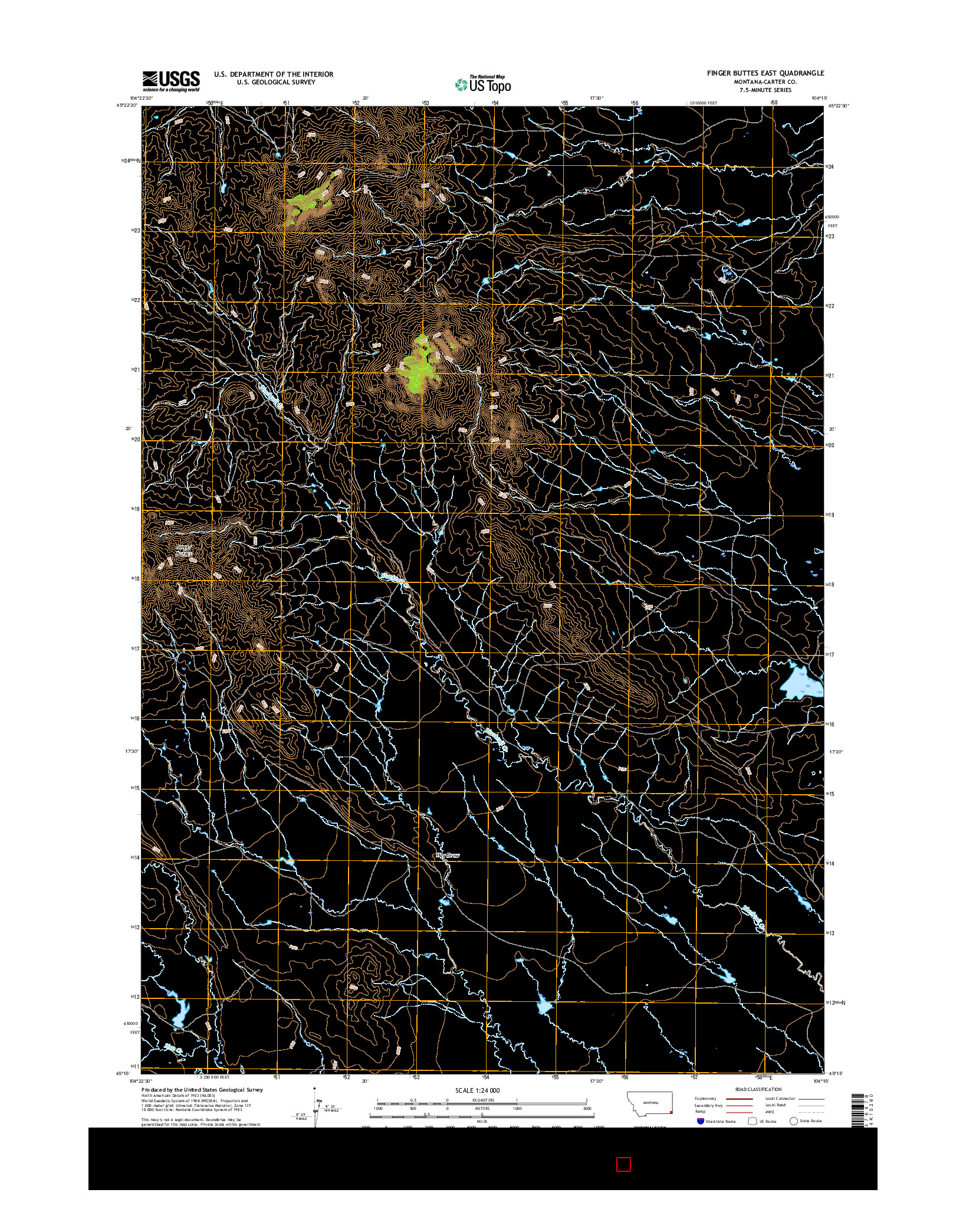 USGS US TOPO 7.5-MINUTE MAP FOR FINGER BUTTES EAST, MT 2017
