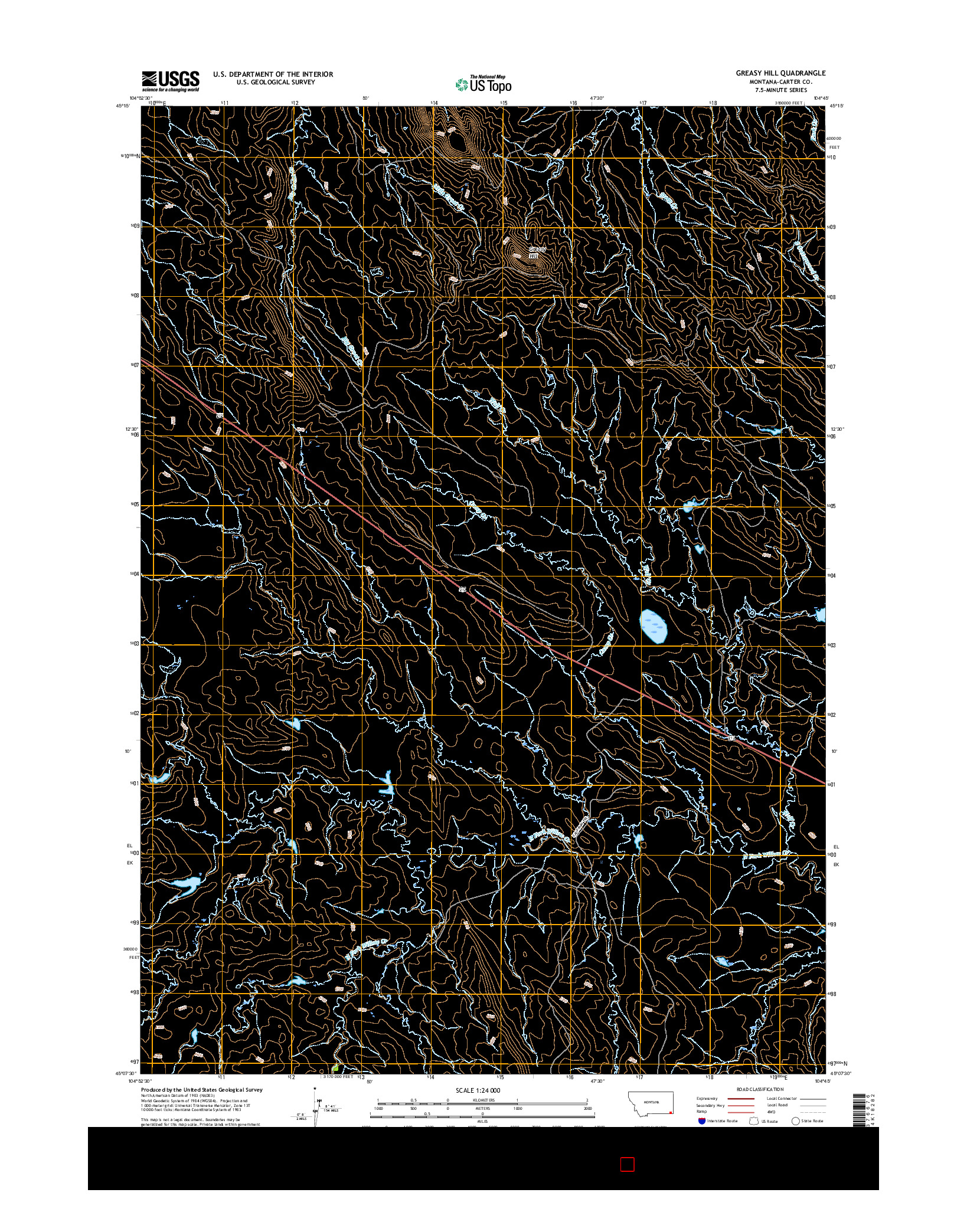 USGS US TOPO 7.5-MINUTE MAP FOR GREASY HILL, MT 2017