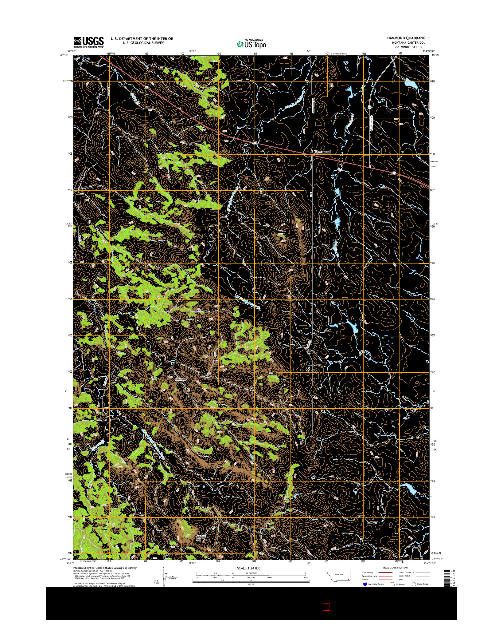 USGS US TOPO 7.5-MINUTE MAP FOR HAMMOND, MT 2017