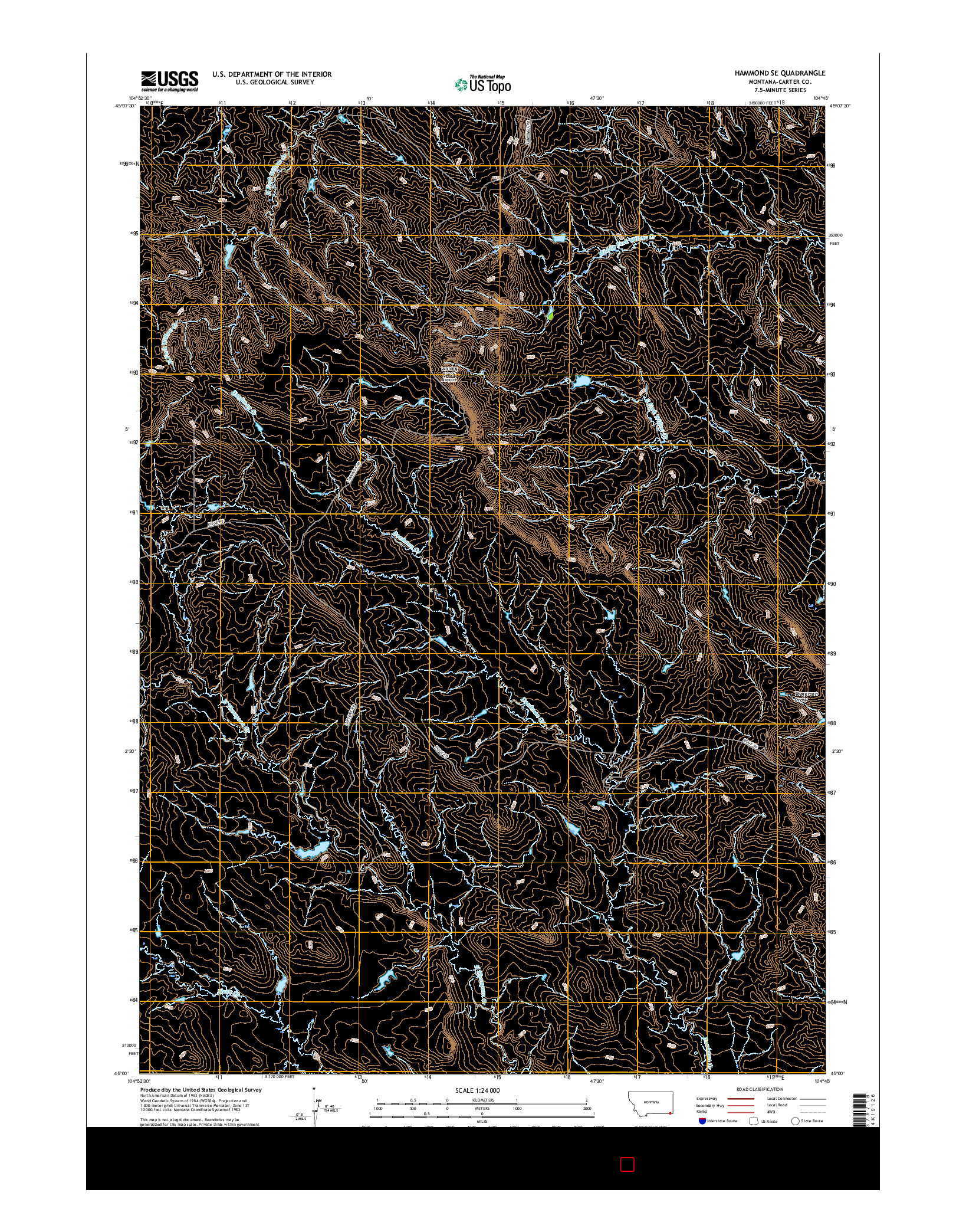 USGS US TOPO 7.5-MINUTE MAP FOR HAMMOND SE, MT 2017