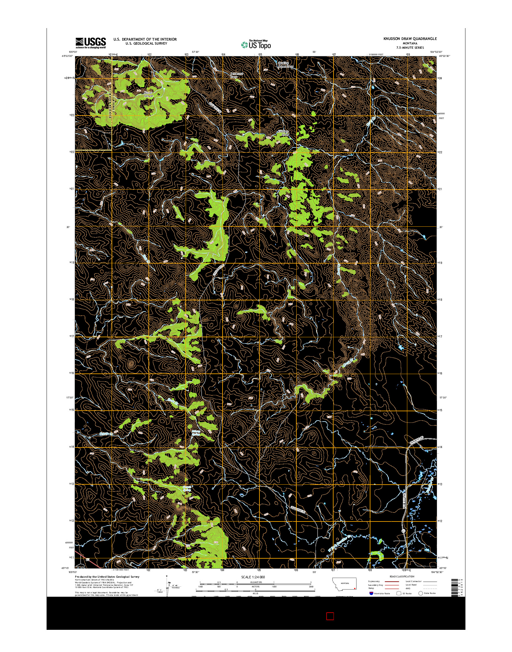 USGS US TOPO 7.5-MINUTE MAP FOR KNUDSON DRAW, MT 2017