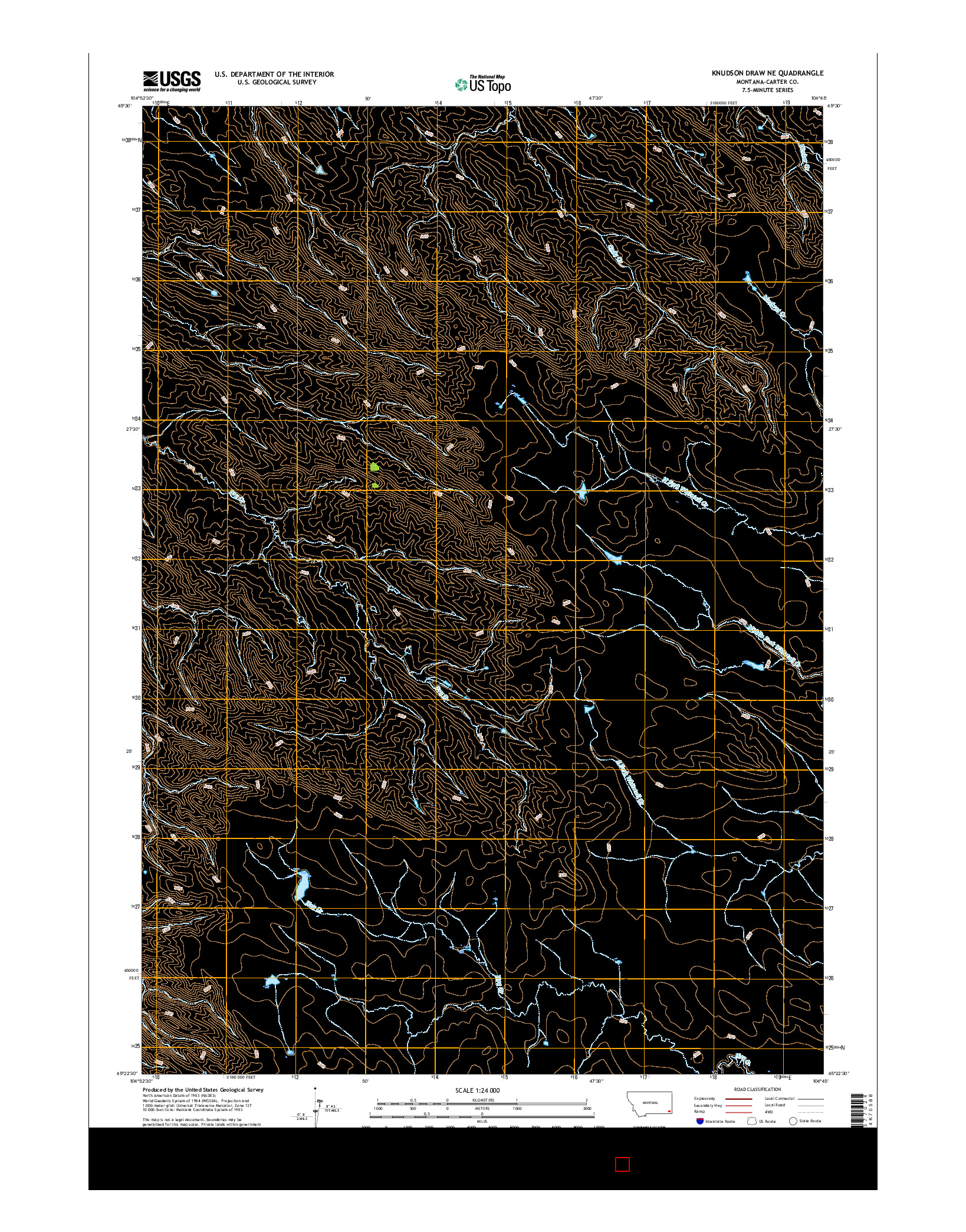 USGS US TOPO 7.5-MINUTE MAP FOR KNUDSON DRAW NE, MT 2017