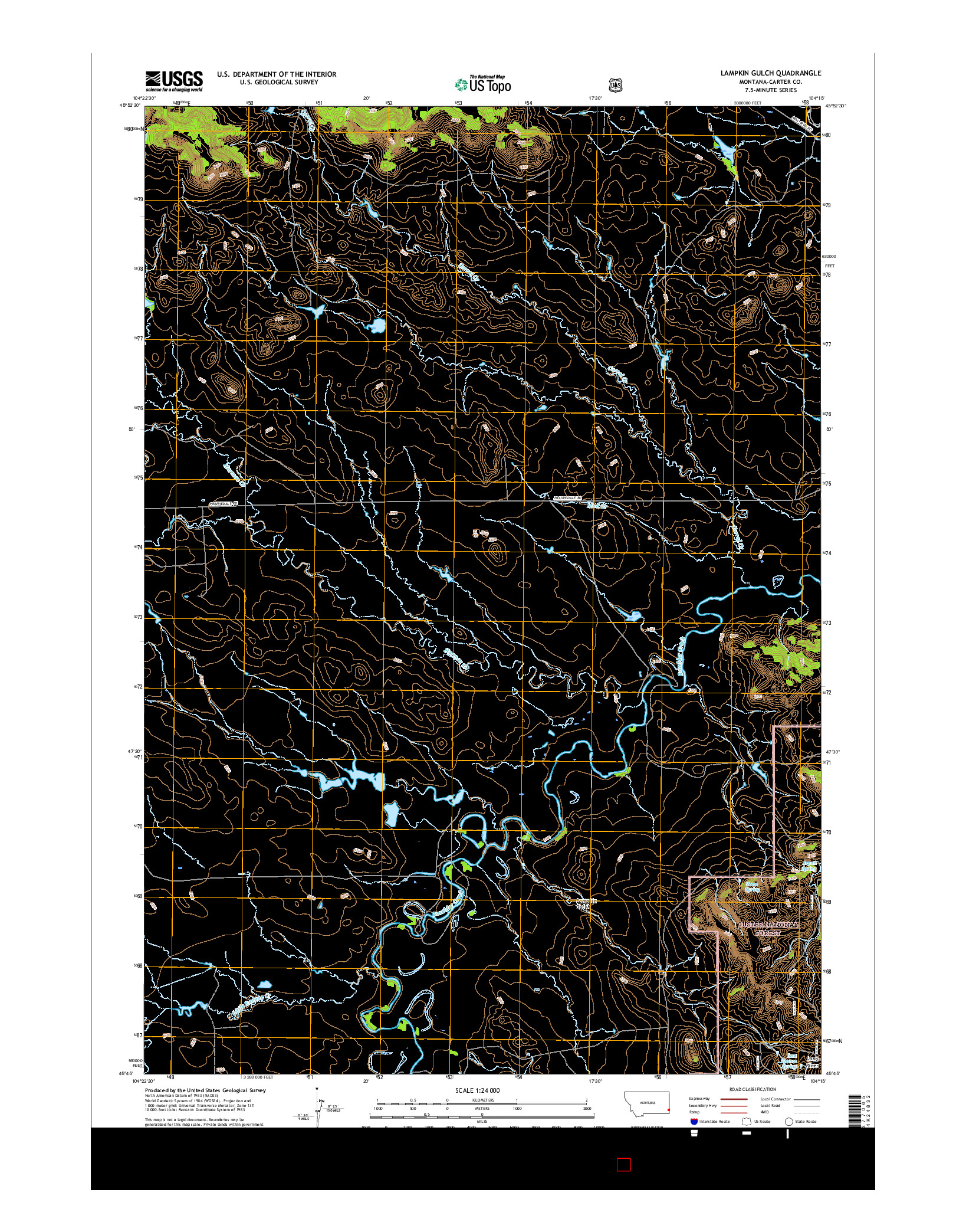 USGS US TOPO 7.5-MINUTE MAP FOR LAMPKIN GULCH, MT 2017