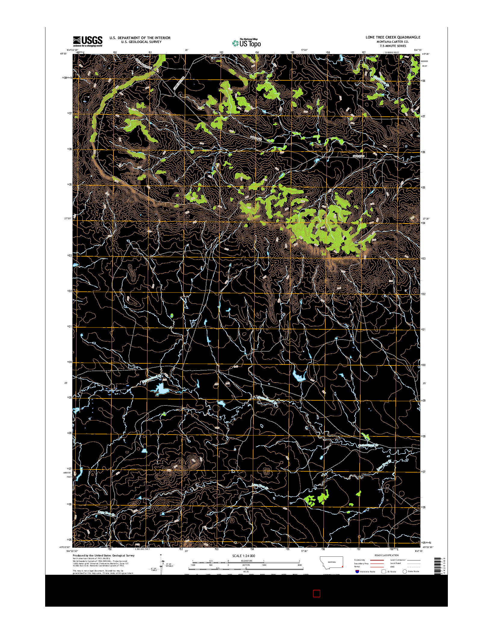 USGS US TOPO 7.5-MINUTE MAP FOR LONE TREE CREEK, MT 2017