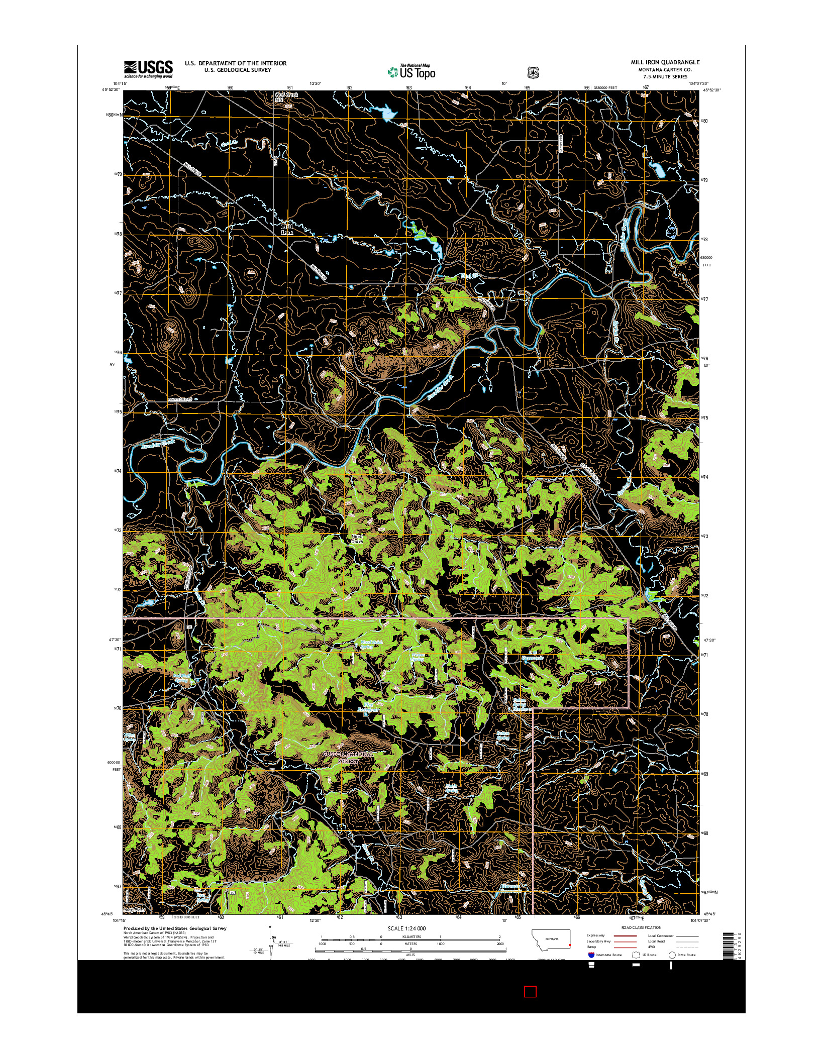 USGS US TOPO 7.5-MINUTE MAP FOR MILL IRON, MT 2017