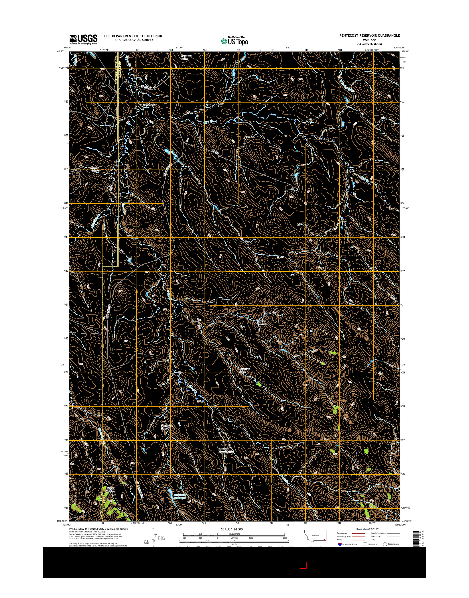 USGS US TOPO 7.5-MINUTE MAP FOR PENTECOST RESERVOIR, MT 2017