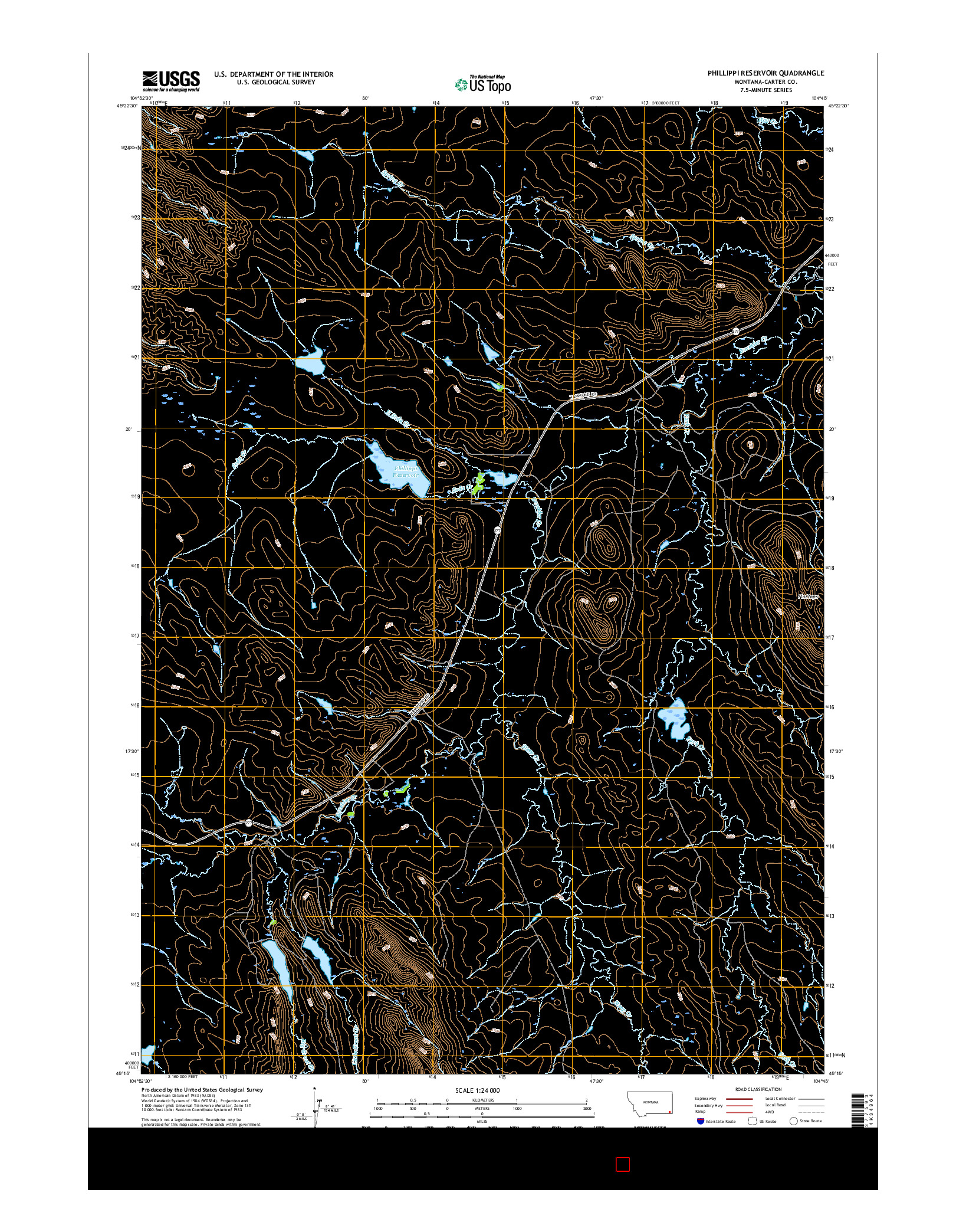 USGS US TOPO 7.5-MINUTE MAP FOR PHILLIPPI RESERVOIR, MT 2017